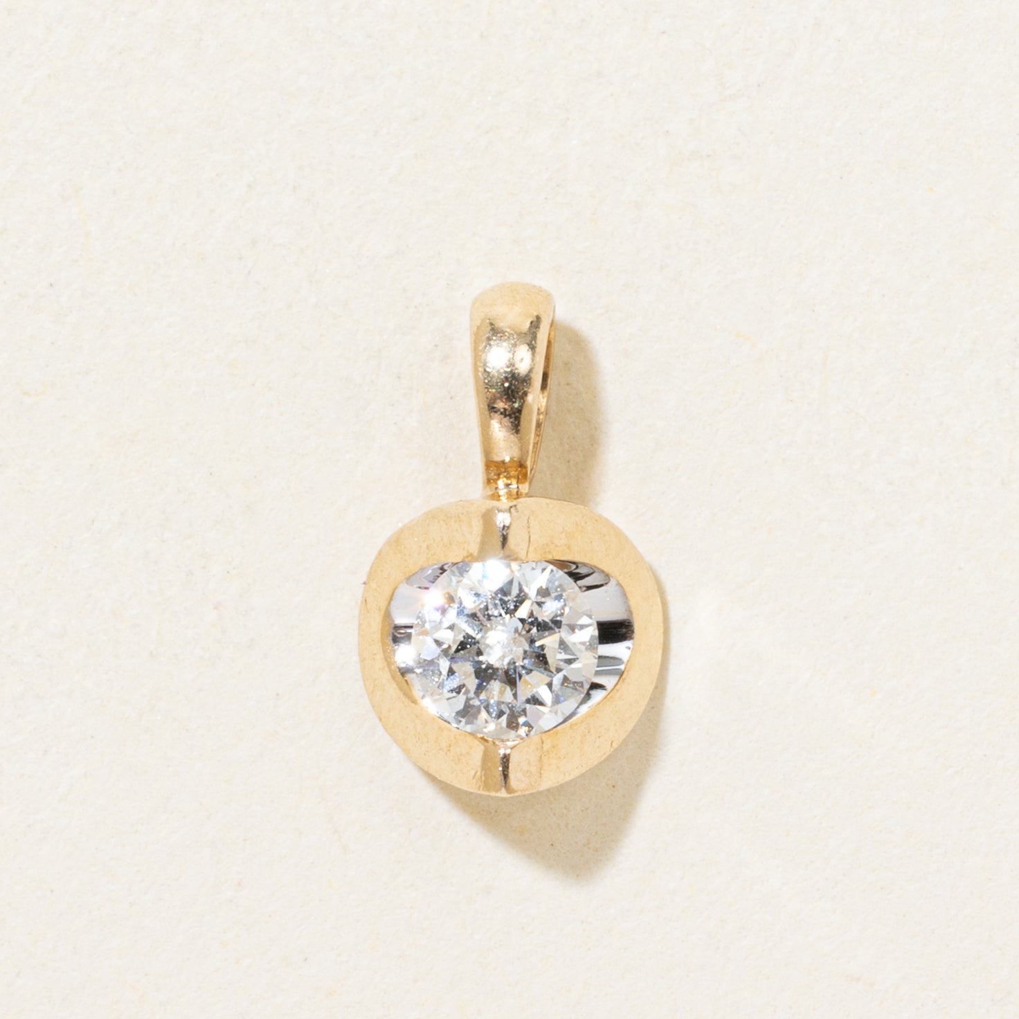Tension Set Solitaire Diamond Pendant | 0.22ct