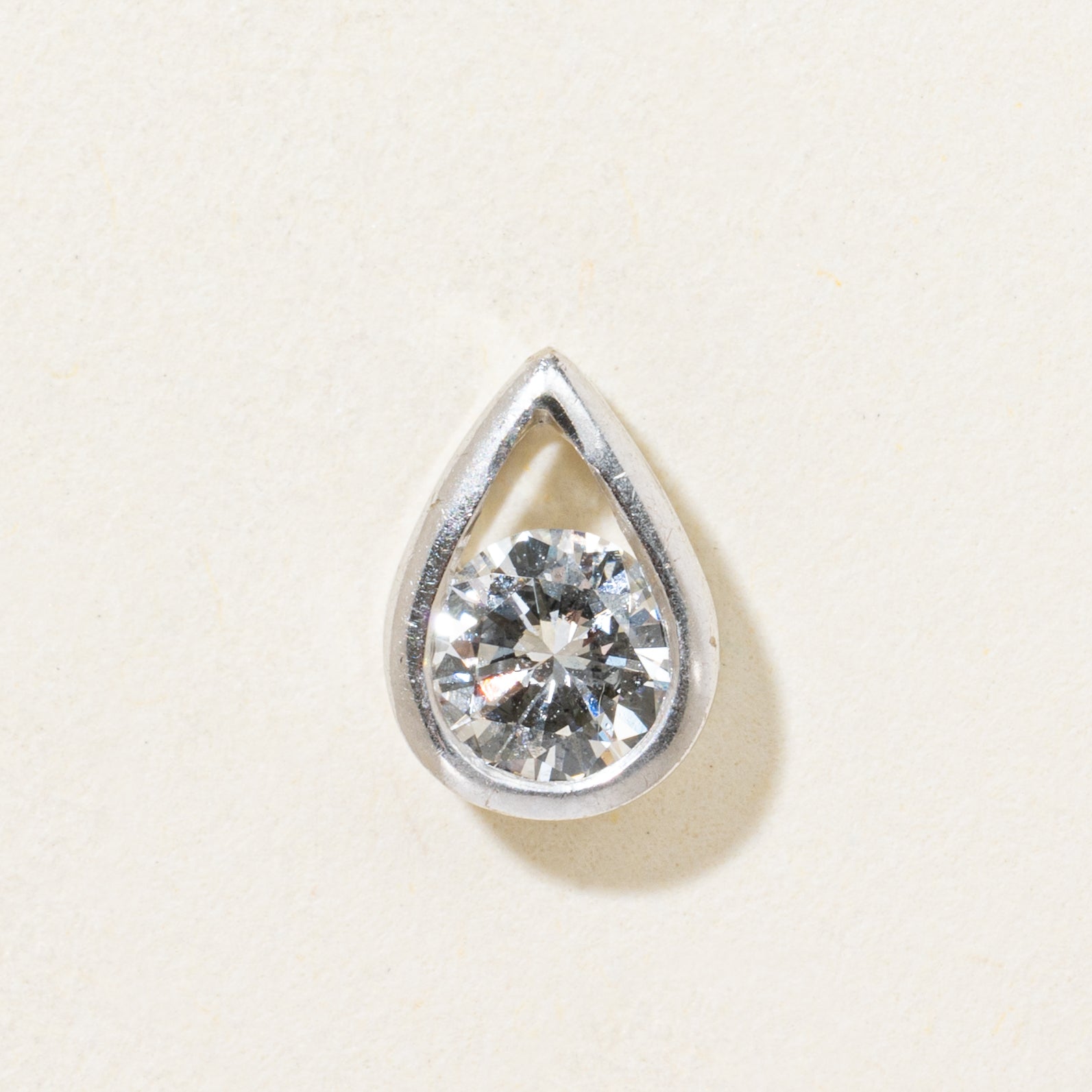 18k White Gold Diamond Pear Shaped Pendant | 0.37ct
