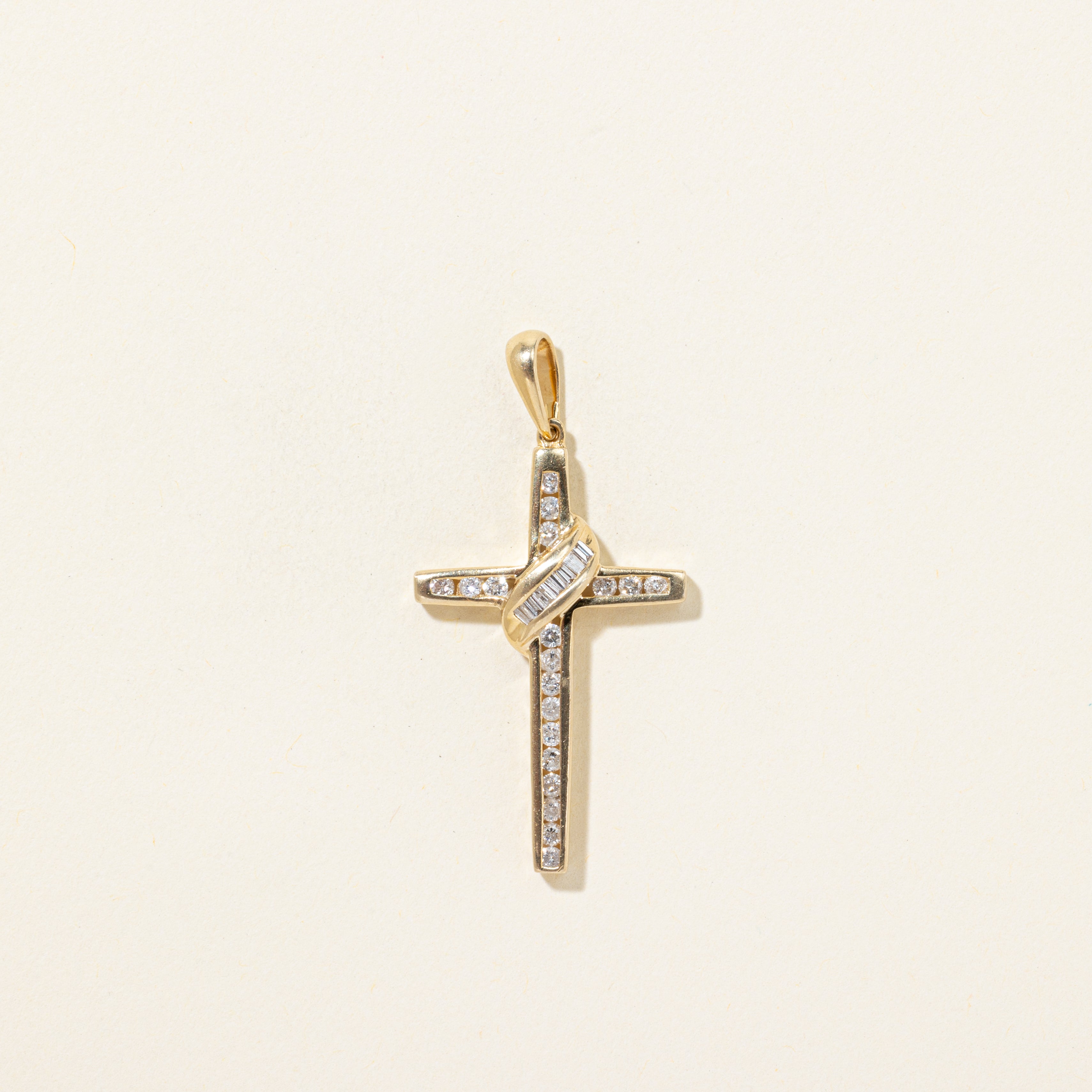 Channel Set Diamond Cross Pendant | 0.42ctw