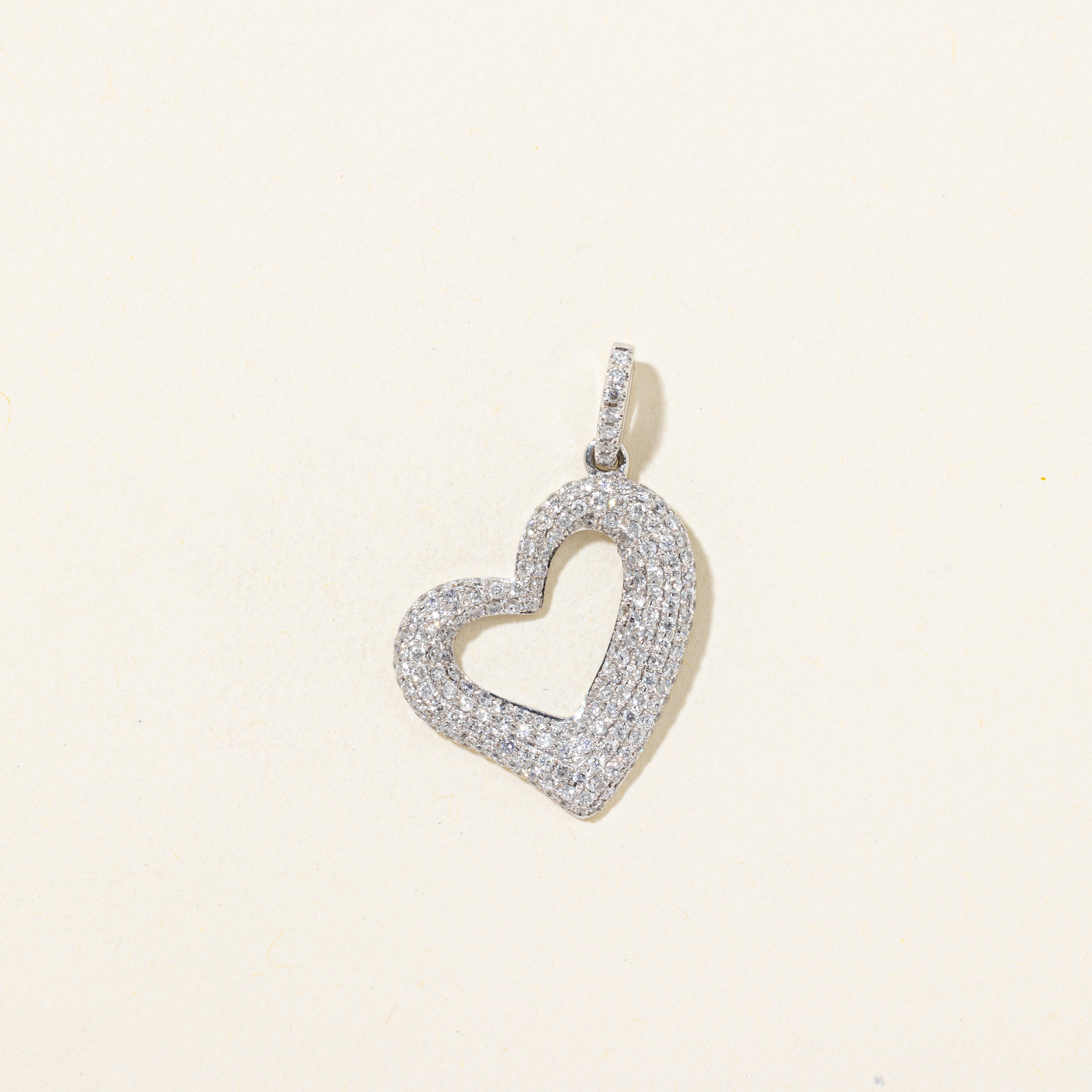 Pave Set Diamond Open Heart Pendant | 1.00ctw