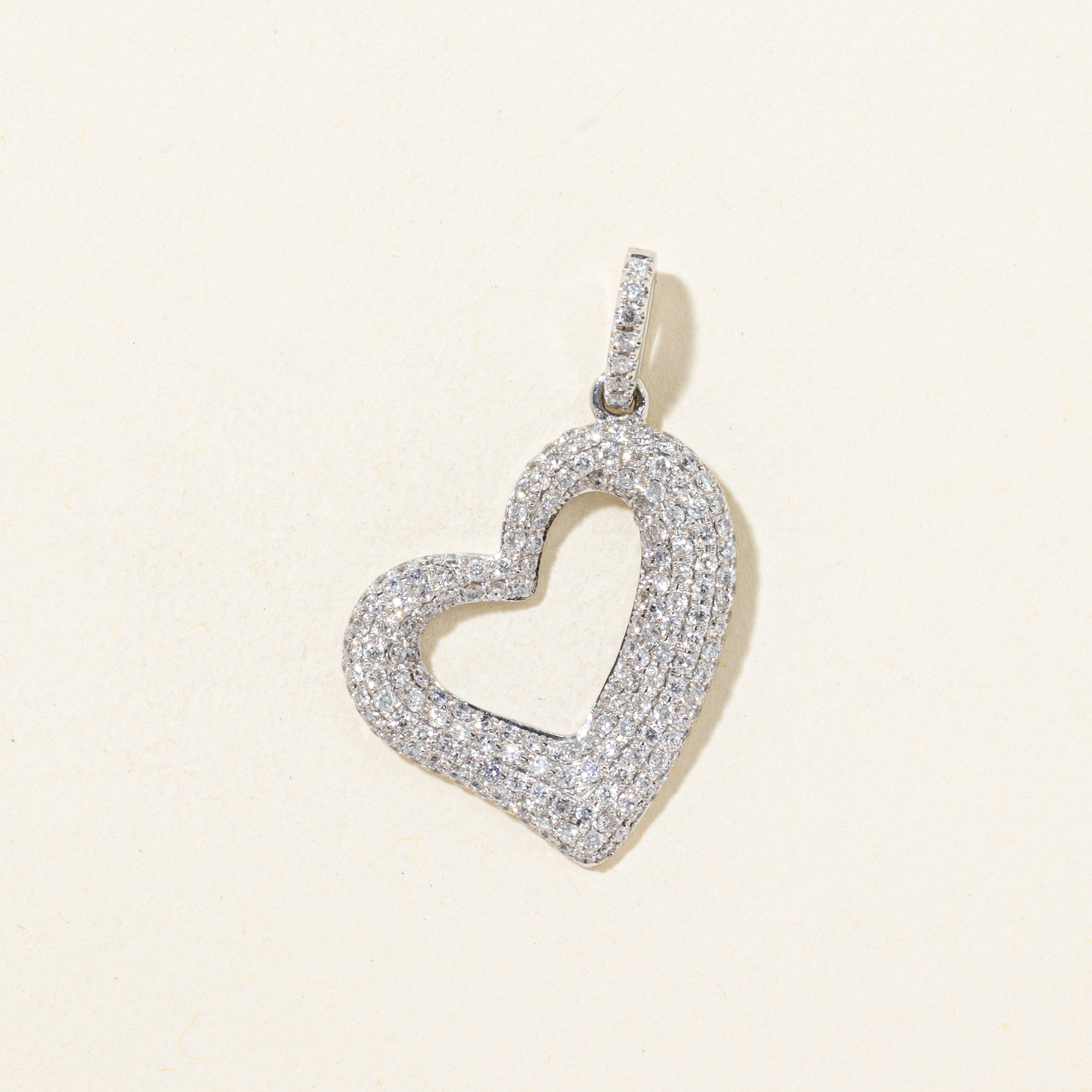 Pave Set Diamond Open Heart Pendant | 1.00ctw