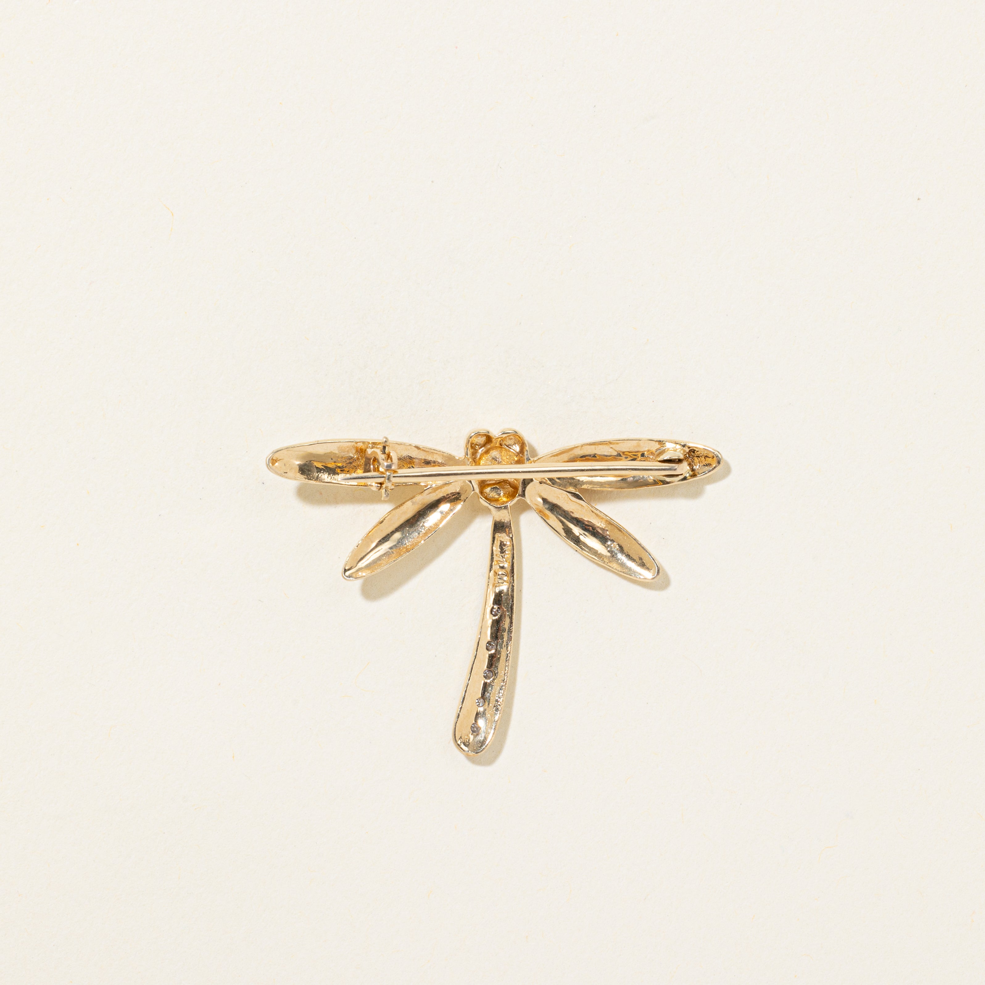 Diamond Dragonfly Brooch | 0.03ctw