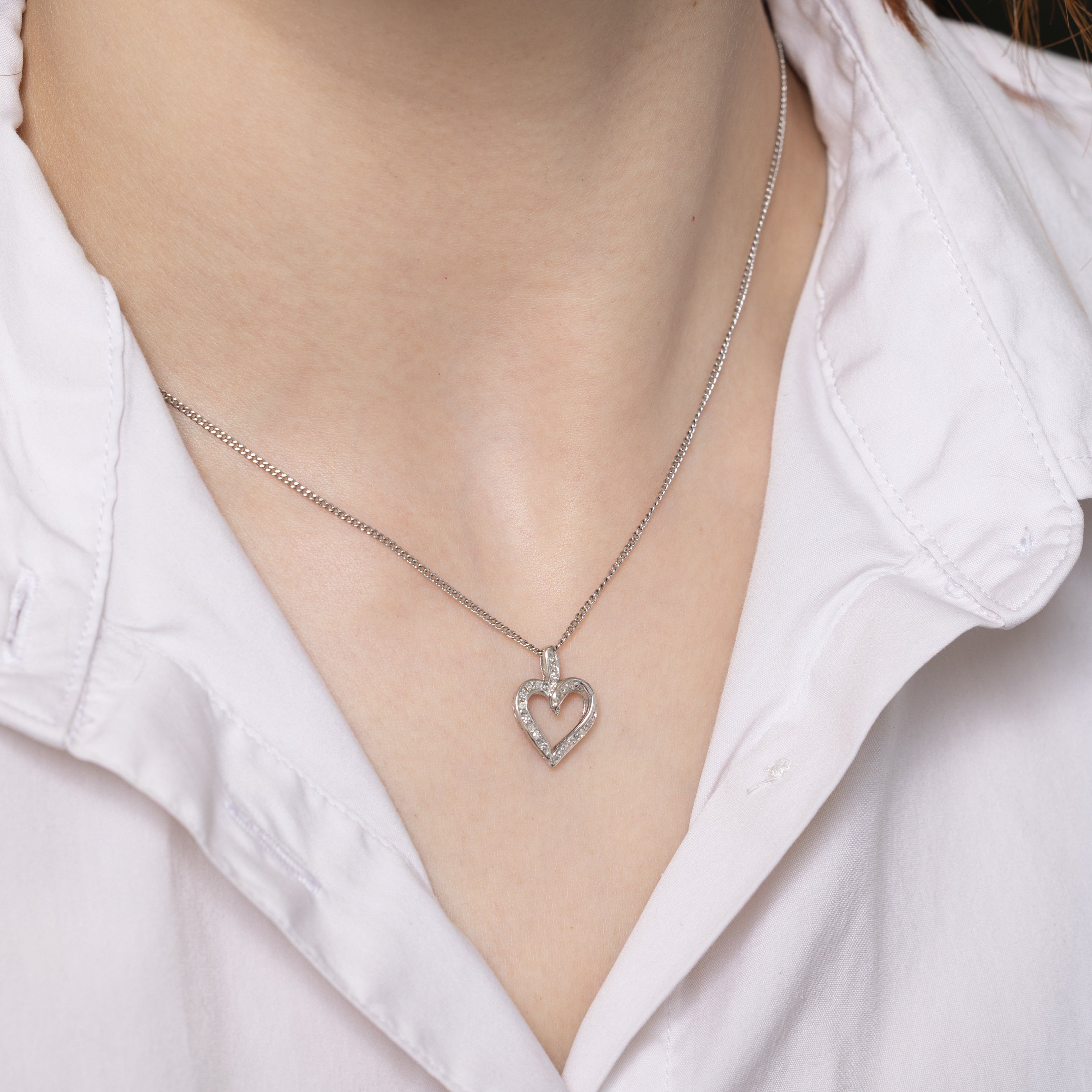 Diamond Open Heart Pendant | 0.10ctw