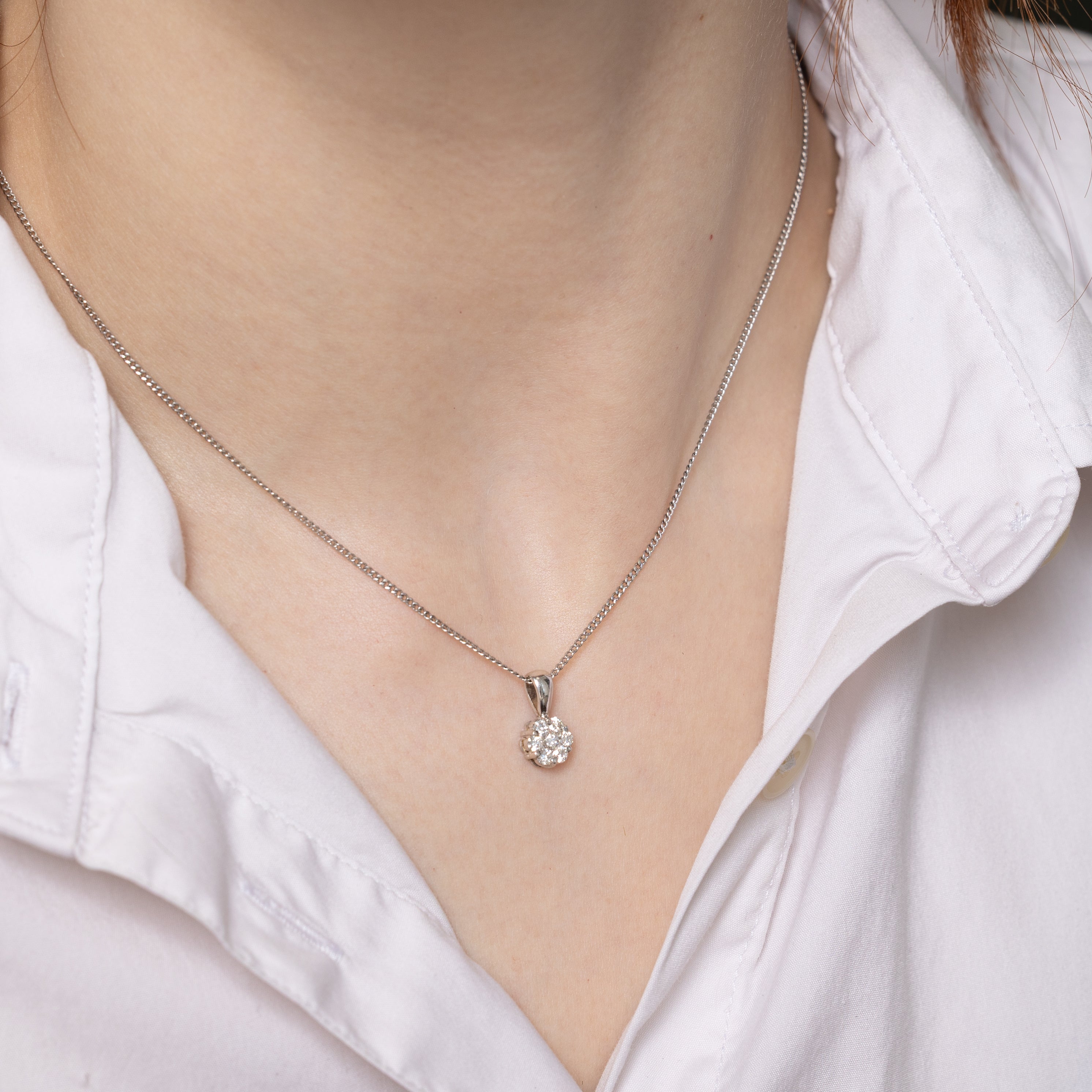 18k Diamond Daisy Cluster Pendant | 0.32ctw