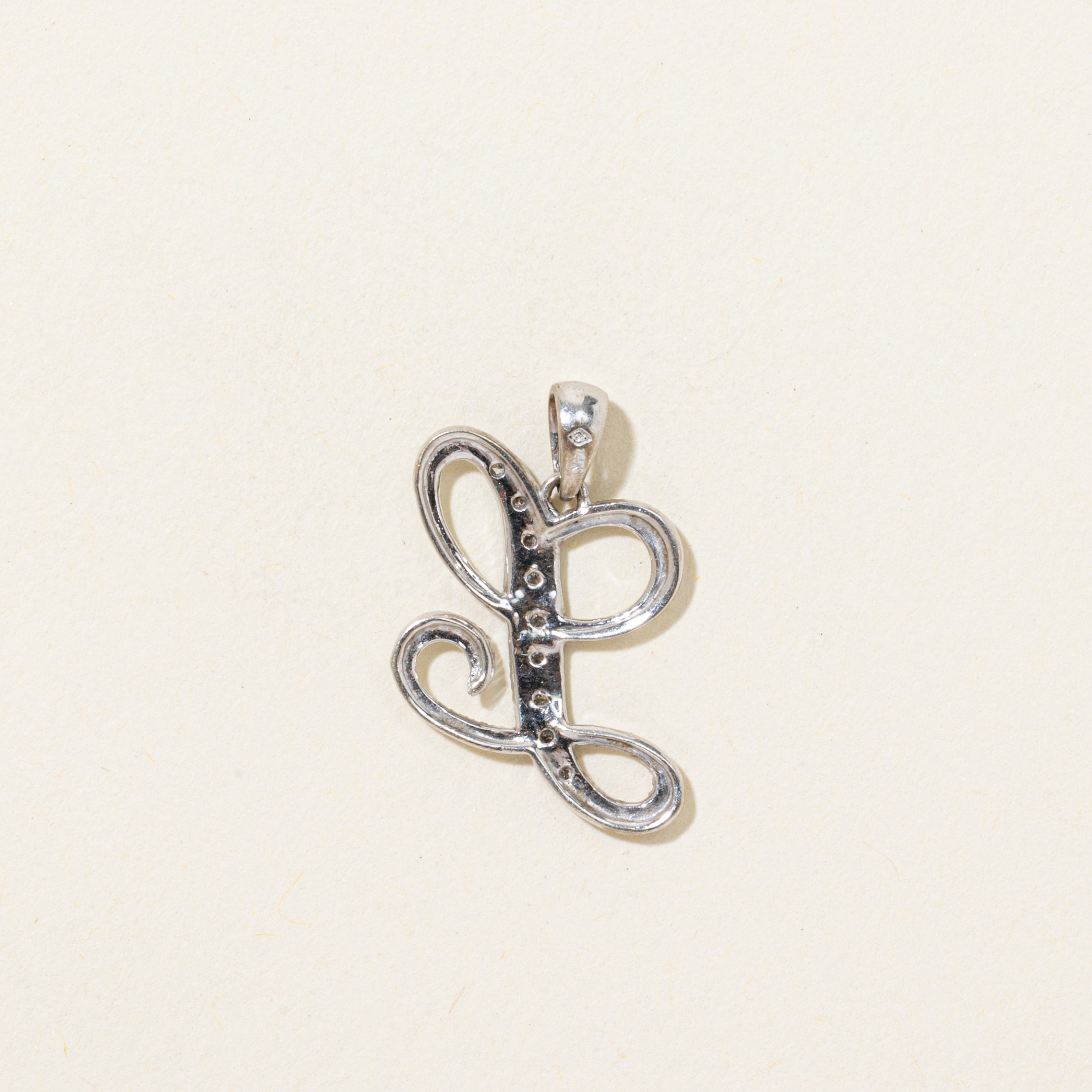 Diamond Milgrained "L" Initial Pendant | 0.03ctw