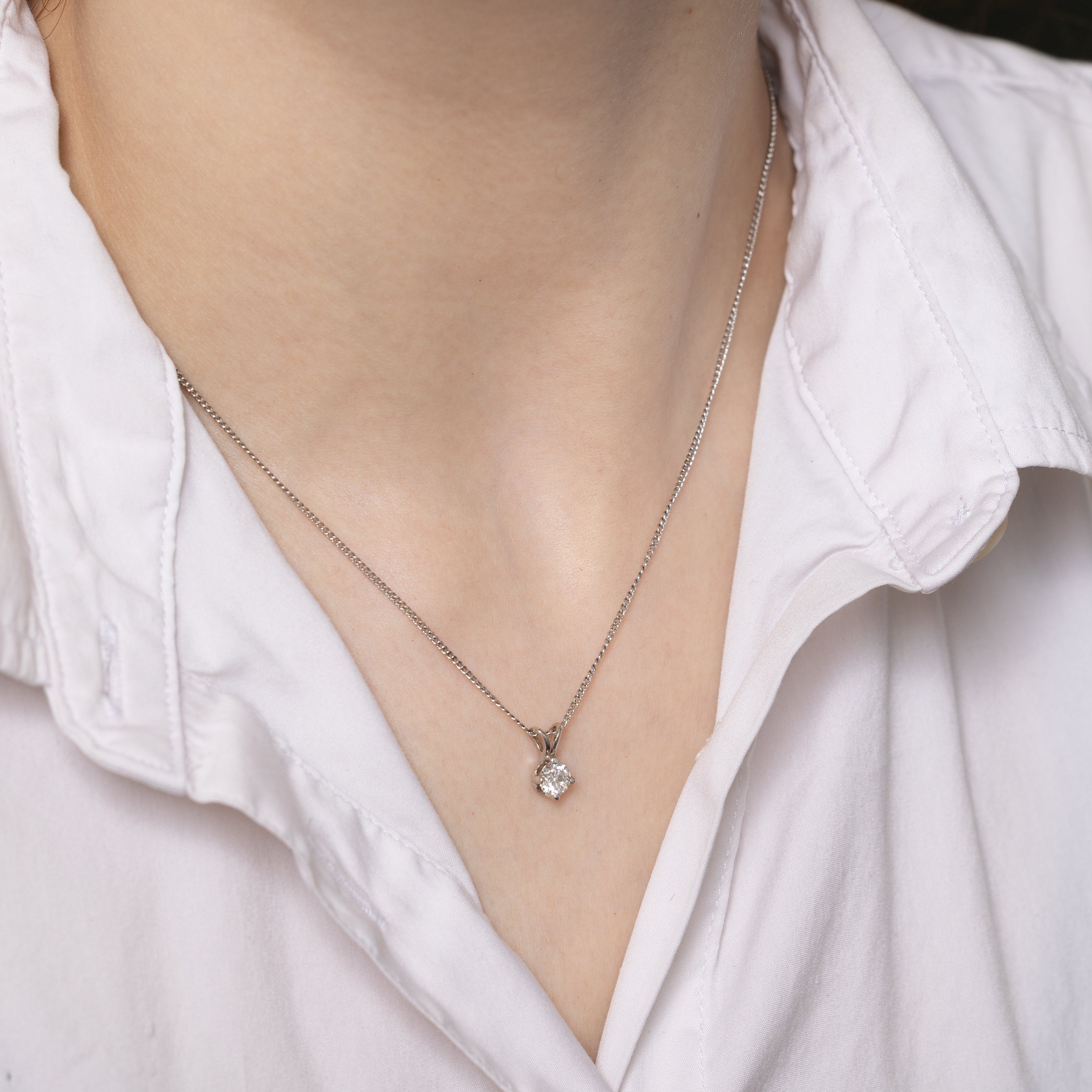 White Gold Solitaire Diamond Pendant | 0.52ct