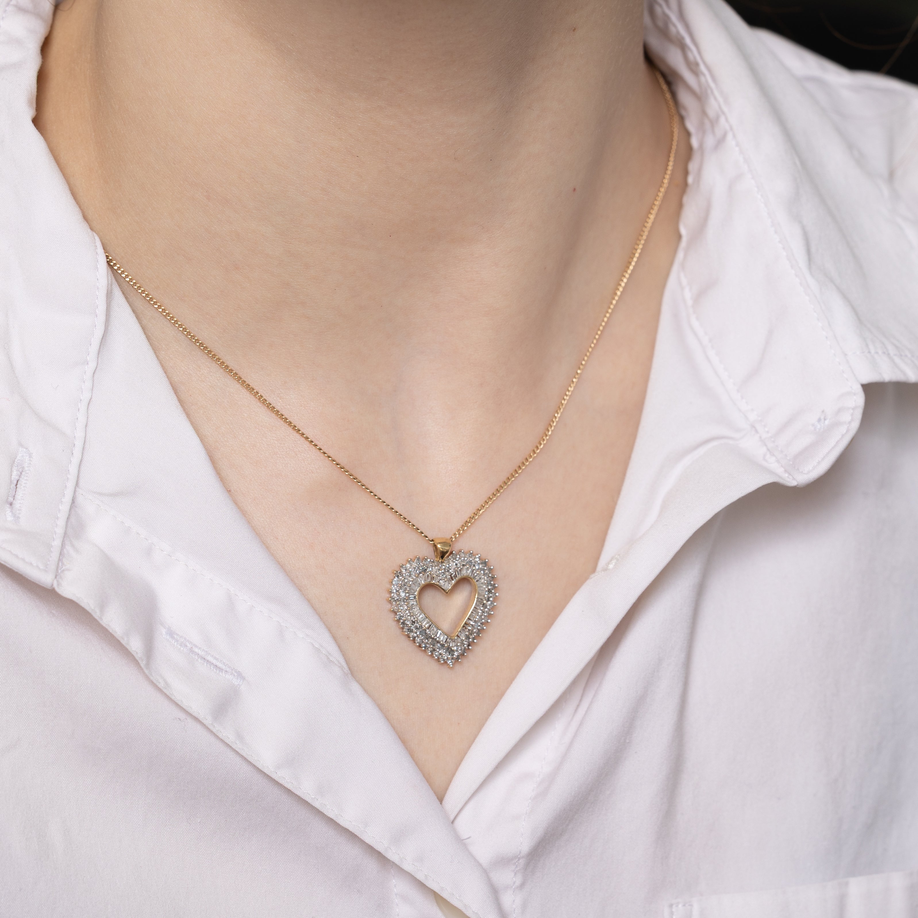 Mixed Cut Cut Diamond Cluster Heart Pendant | 1.03ctw