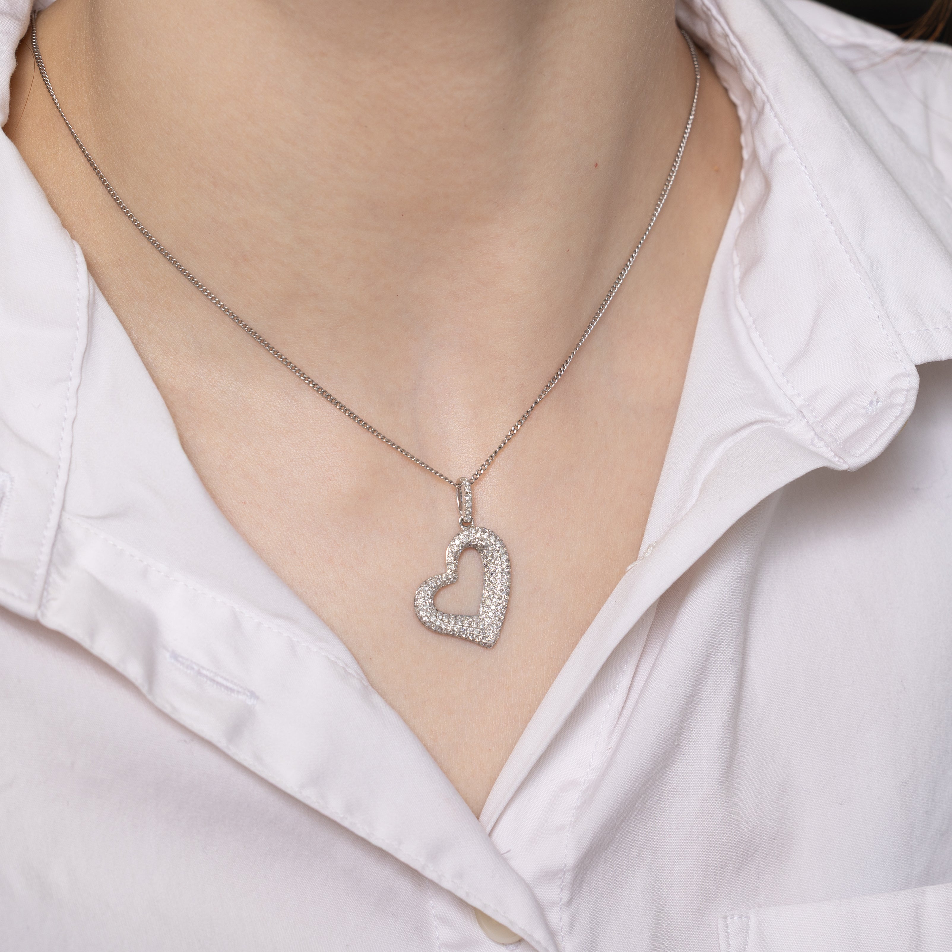 Pave Set Diamond Open Heart Pendant | 1.00ctw