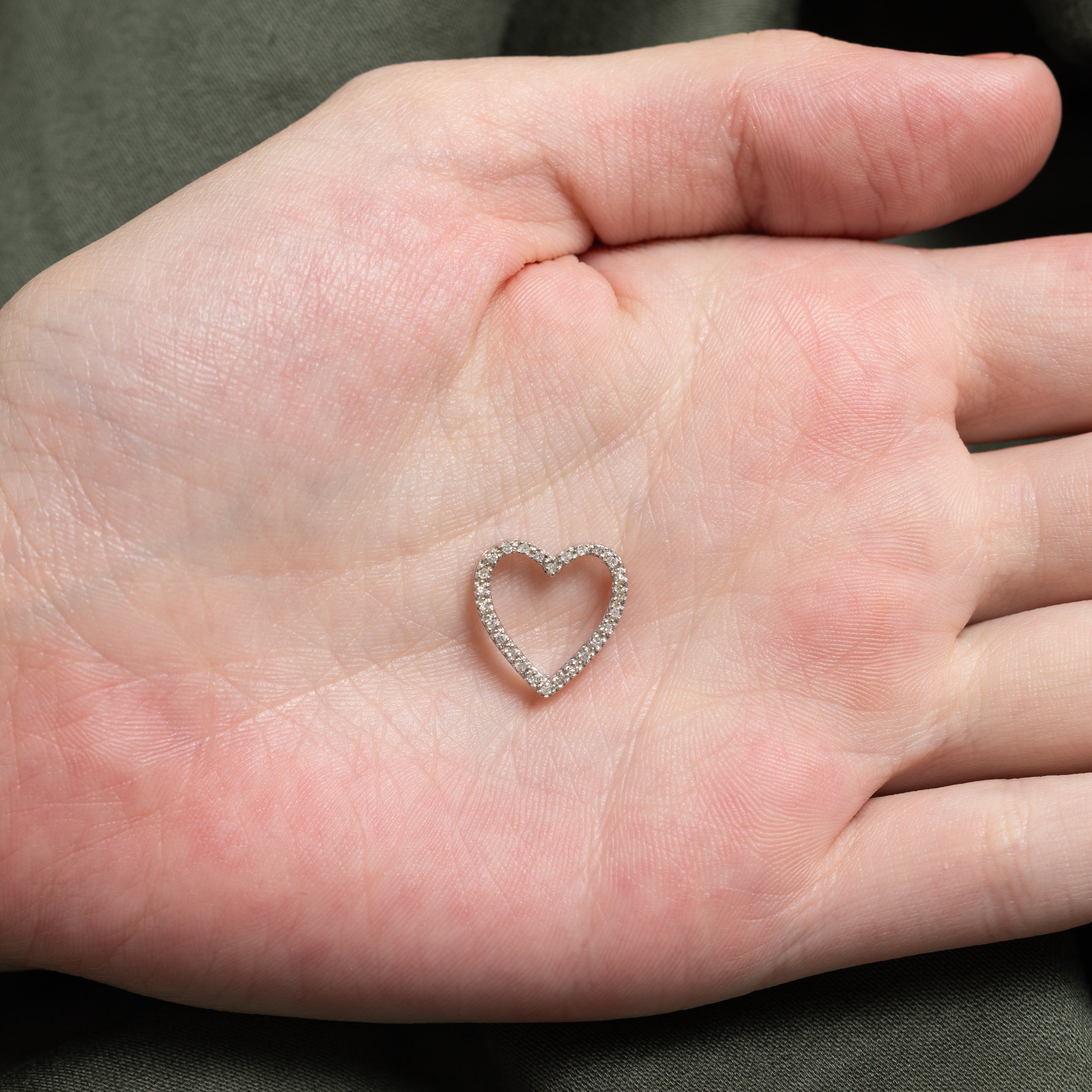 Pave Set Diamond Open Heart Pendant | 0.10ctw