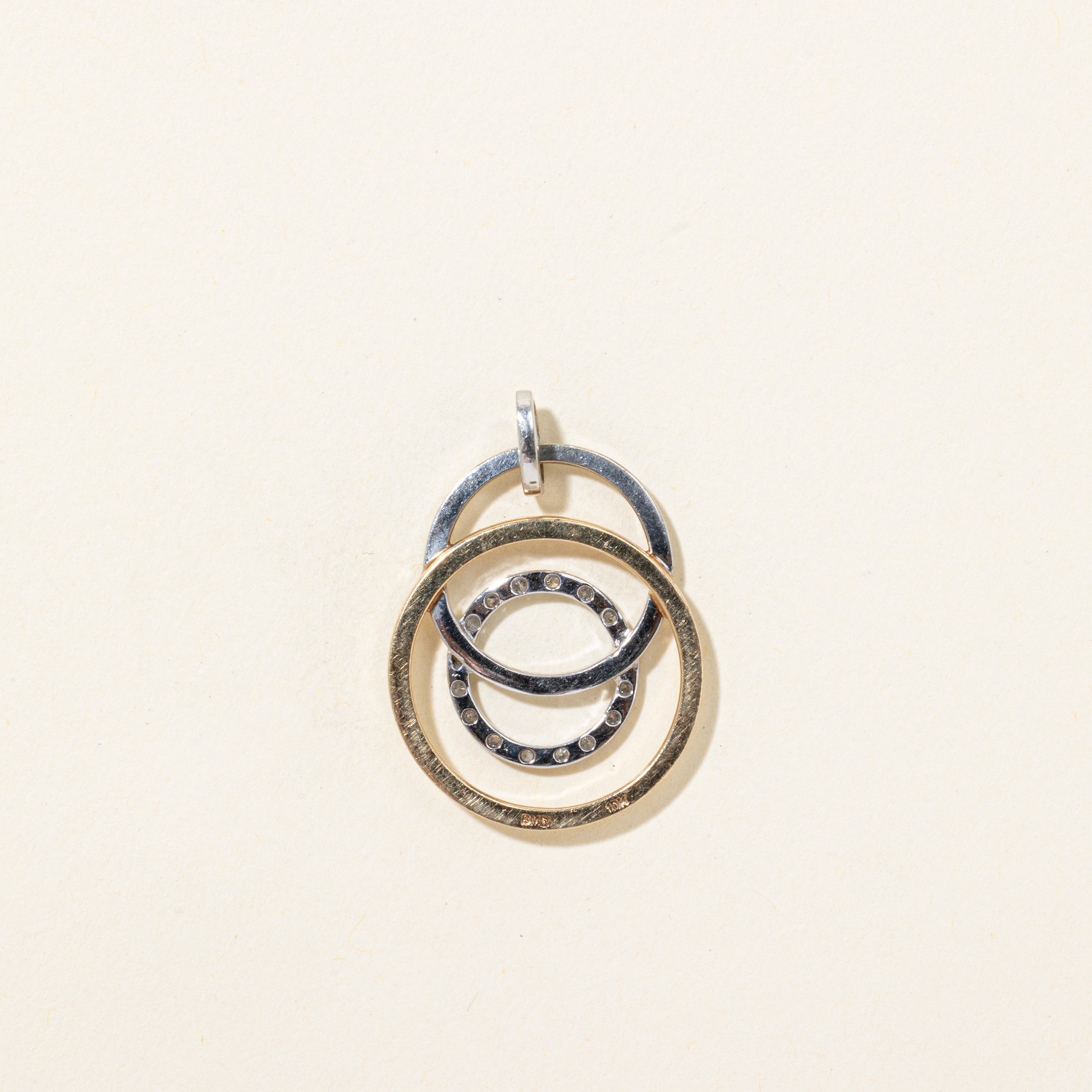 Two Tone Diamond Interlocking Circle Pendant | 0.11ctw