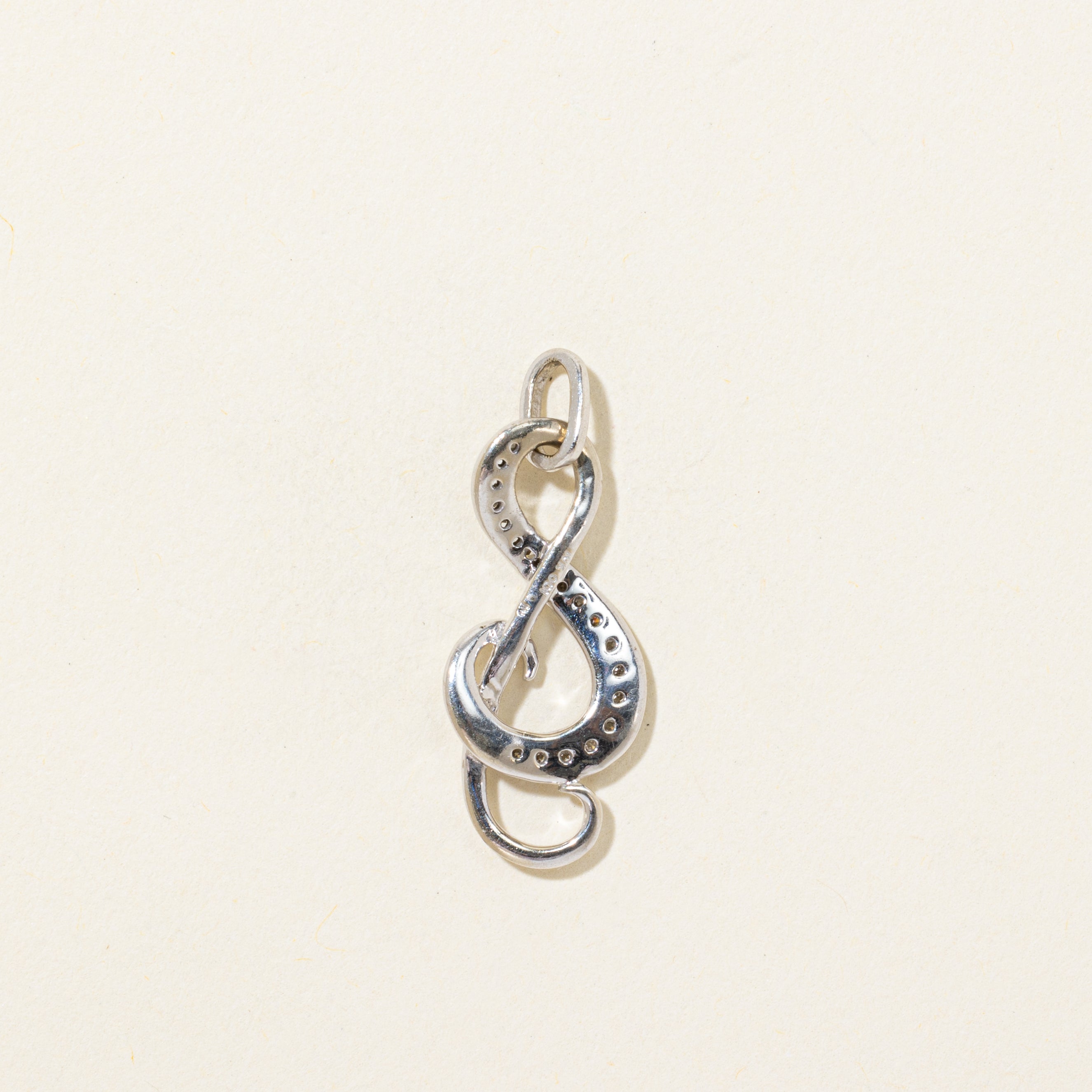 White Gold Diamond Treble Clef Charm | 0.12ctw