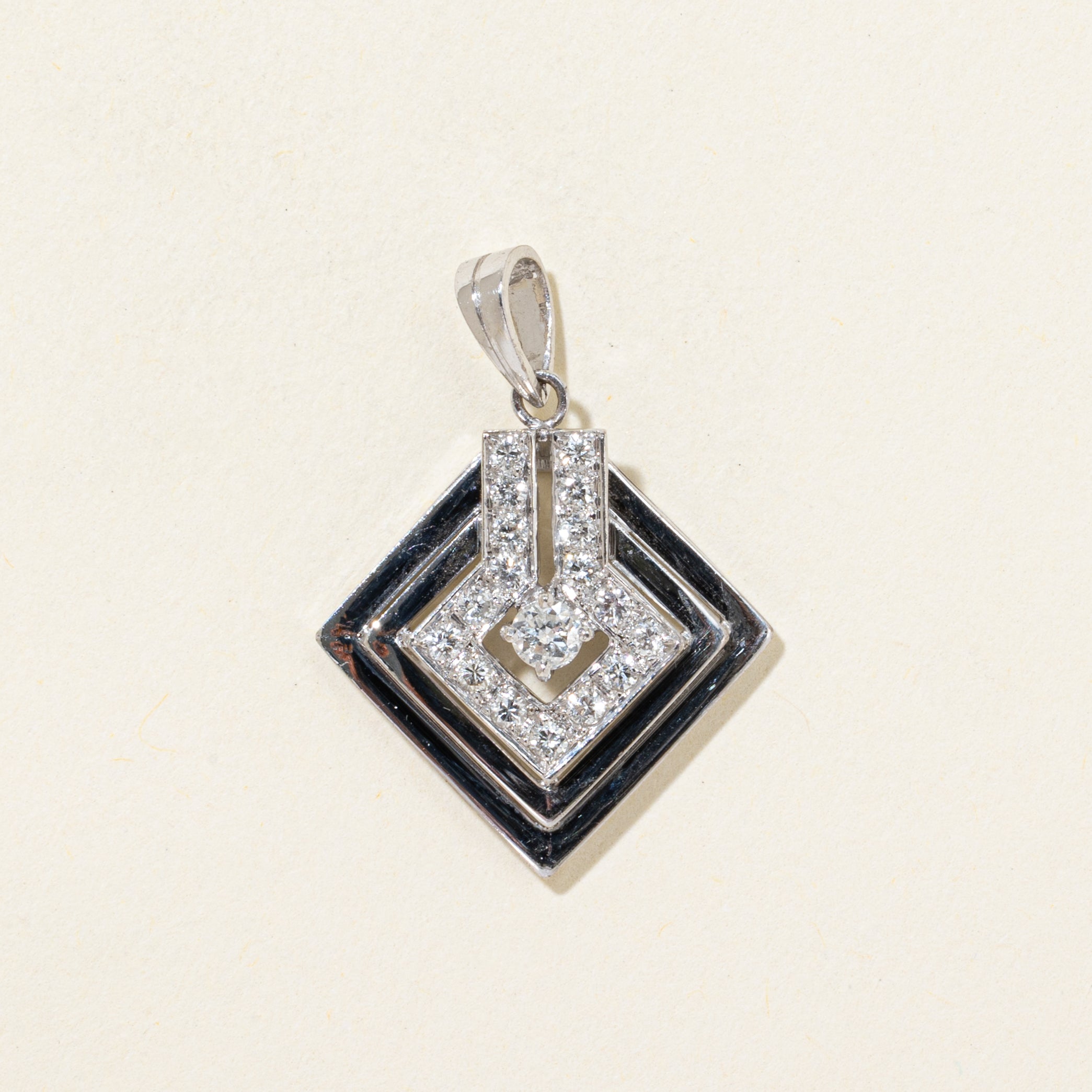 White Gold Diamond Cluster Geometric Pendant | 0.30ctw