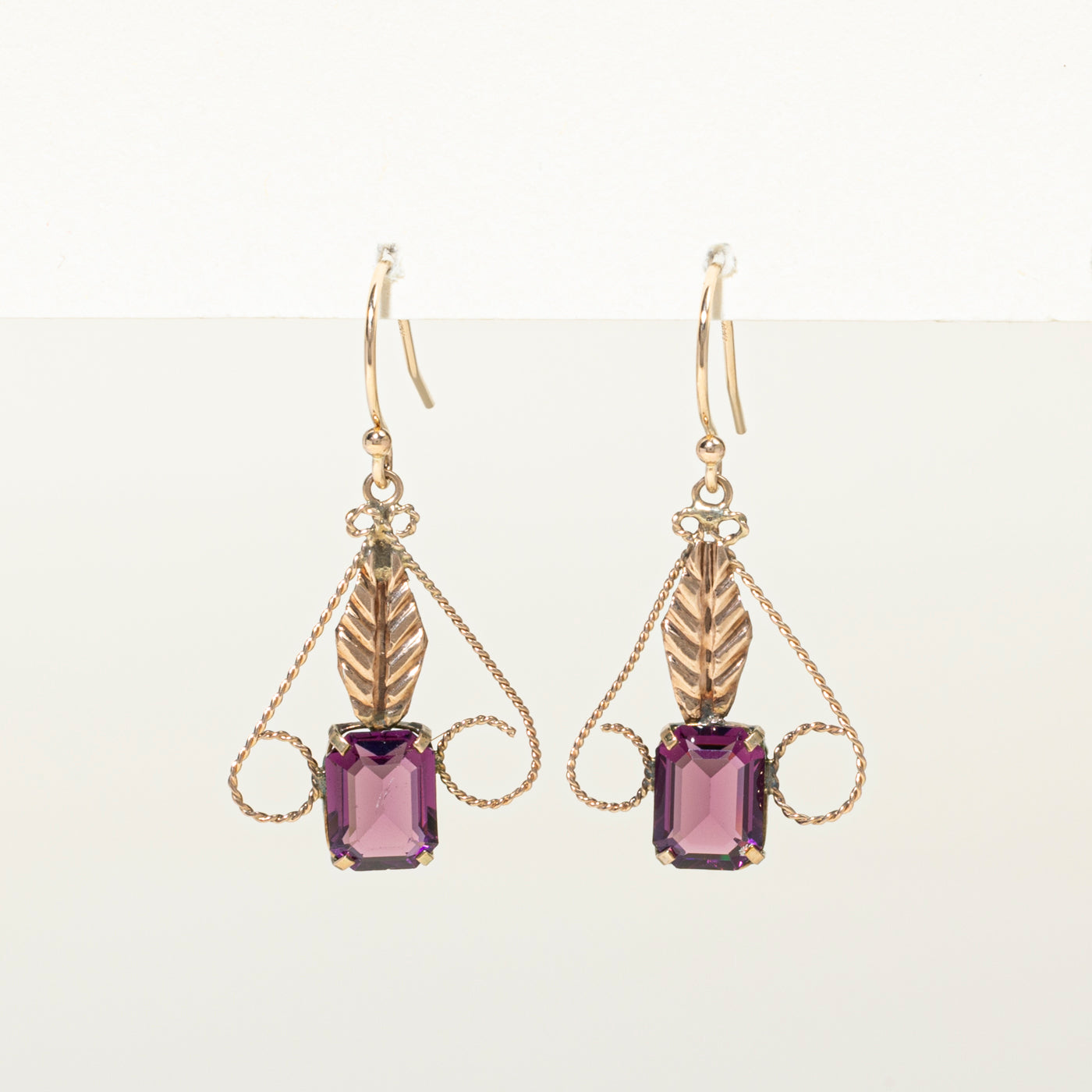 Solitaire Pasté Glass Leaf Drop Earrings | 3.00ct