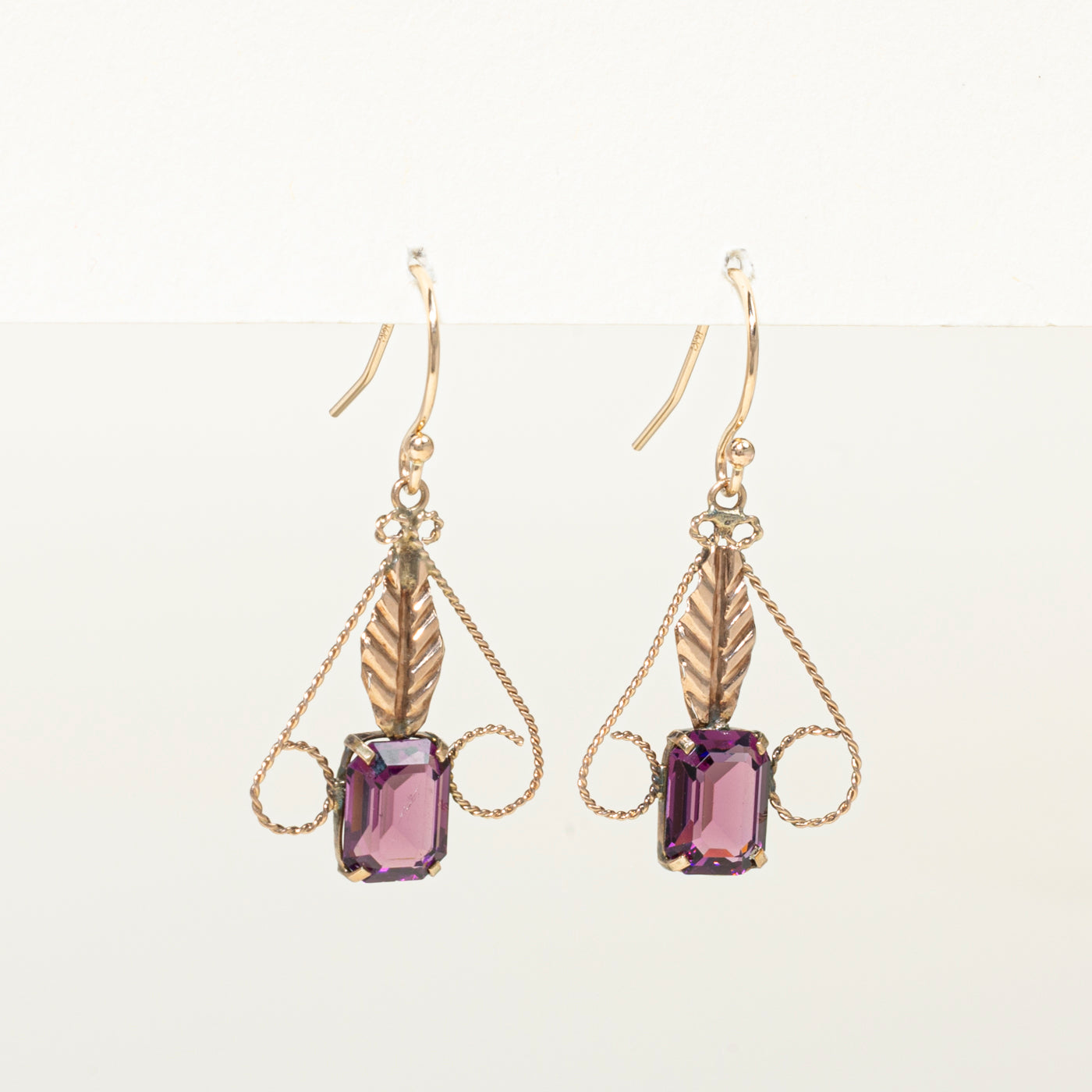 Solitaire Pasté Glass Leaf Drop Earrings | 3.00ct