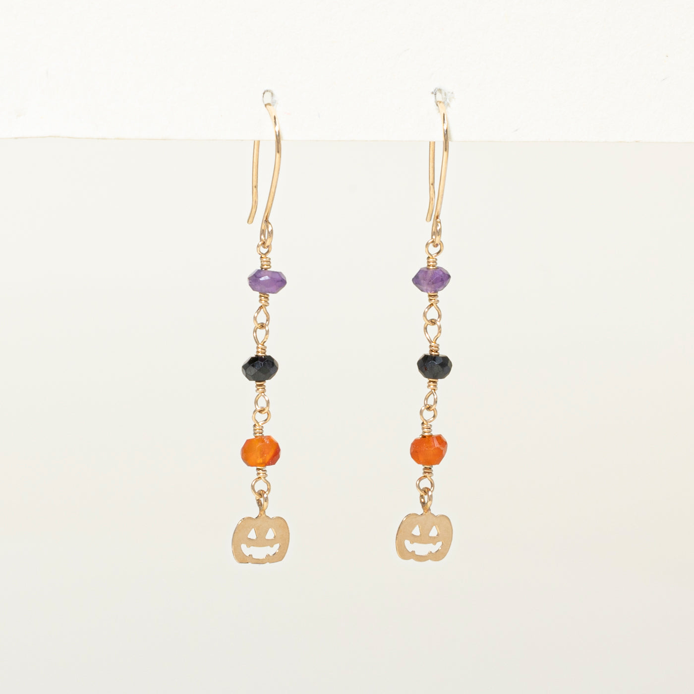 Bead Cut Amethyst & Chalcedony Pumpkin Drop Earrings | 0.50ctw