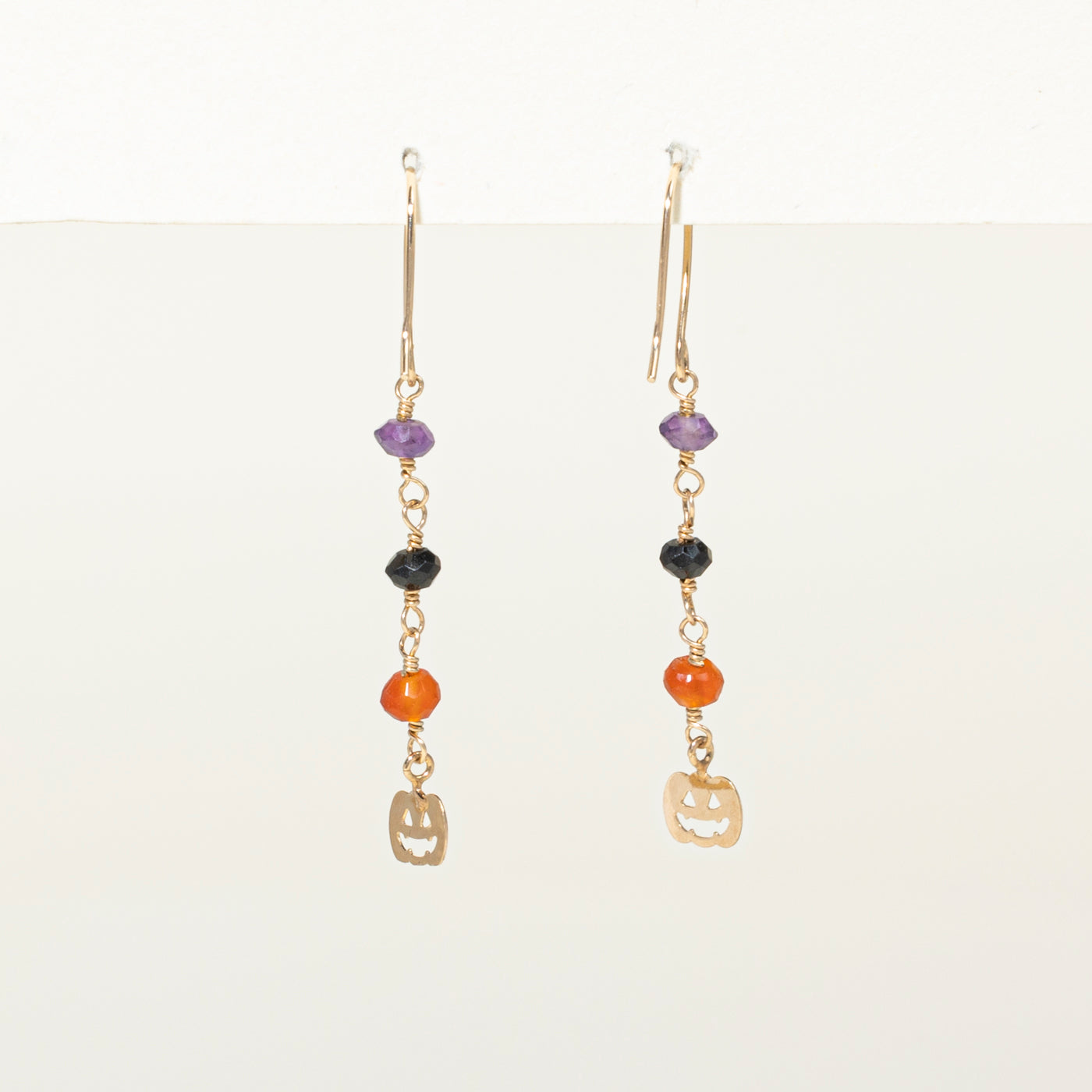 Bead Cut Amethyst & Chalcedony Pumpkin Drop Earrings | 0.50ctw