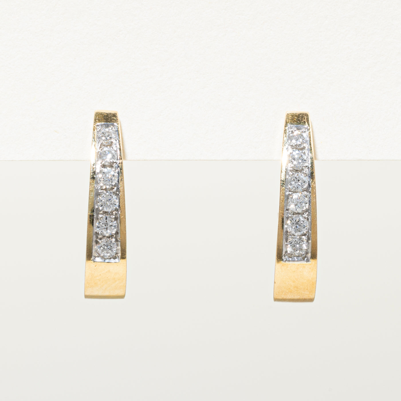 18k Yellow Gold Diamond Hoop Earrings | 0.30ctw