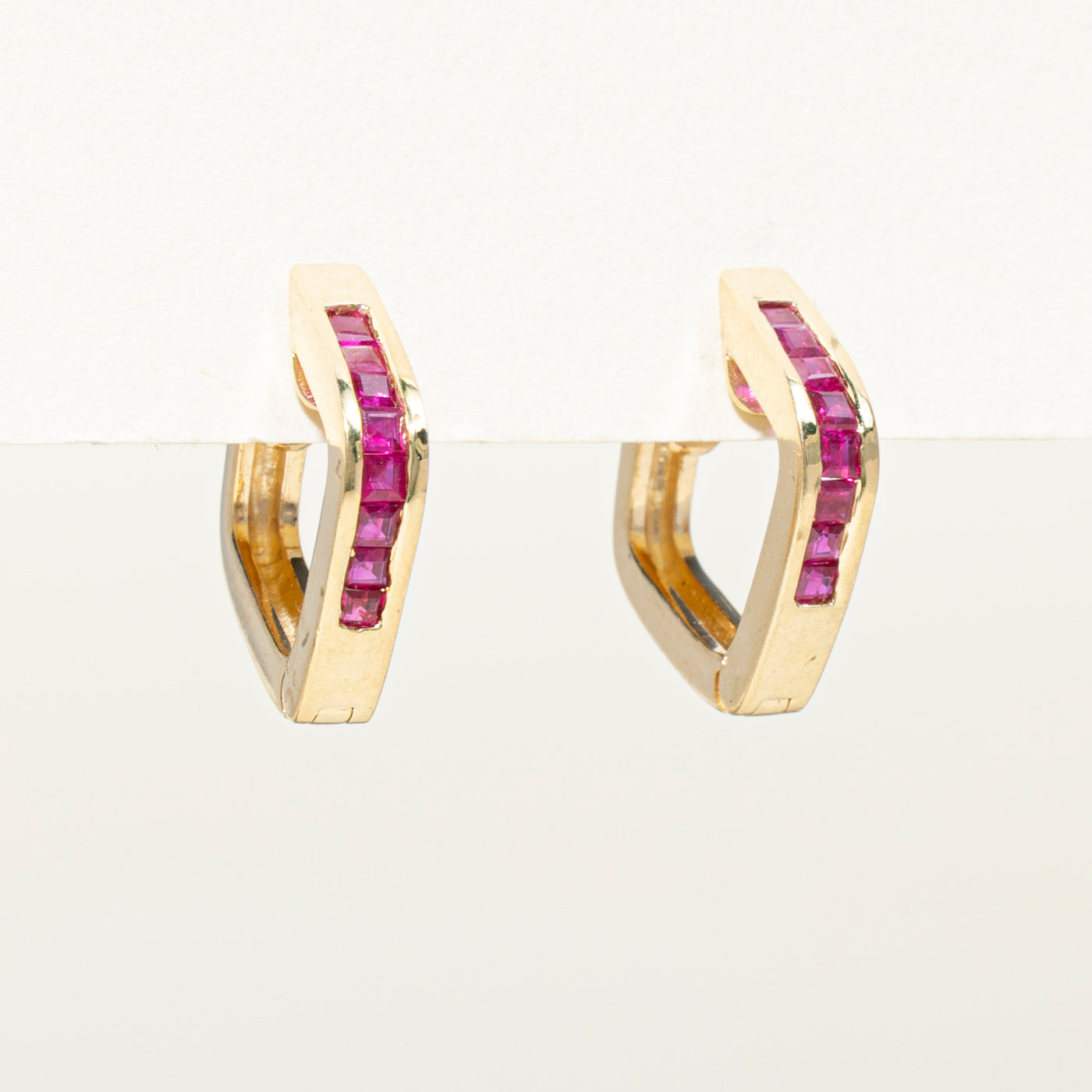 Channel Set Ruby Huggie Earrings | 0.80ctw