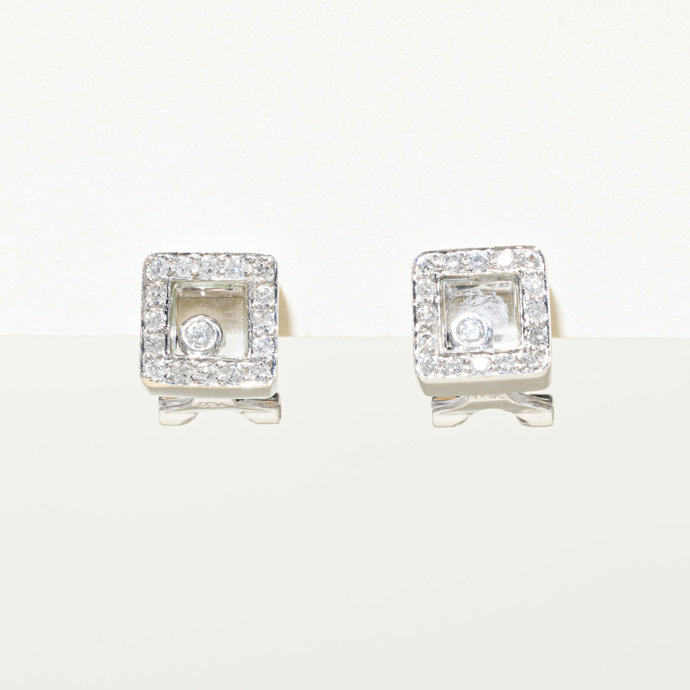 18k Floating Framed Diamond Stud Earrings | 0.36ctw