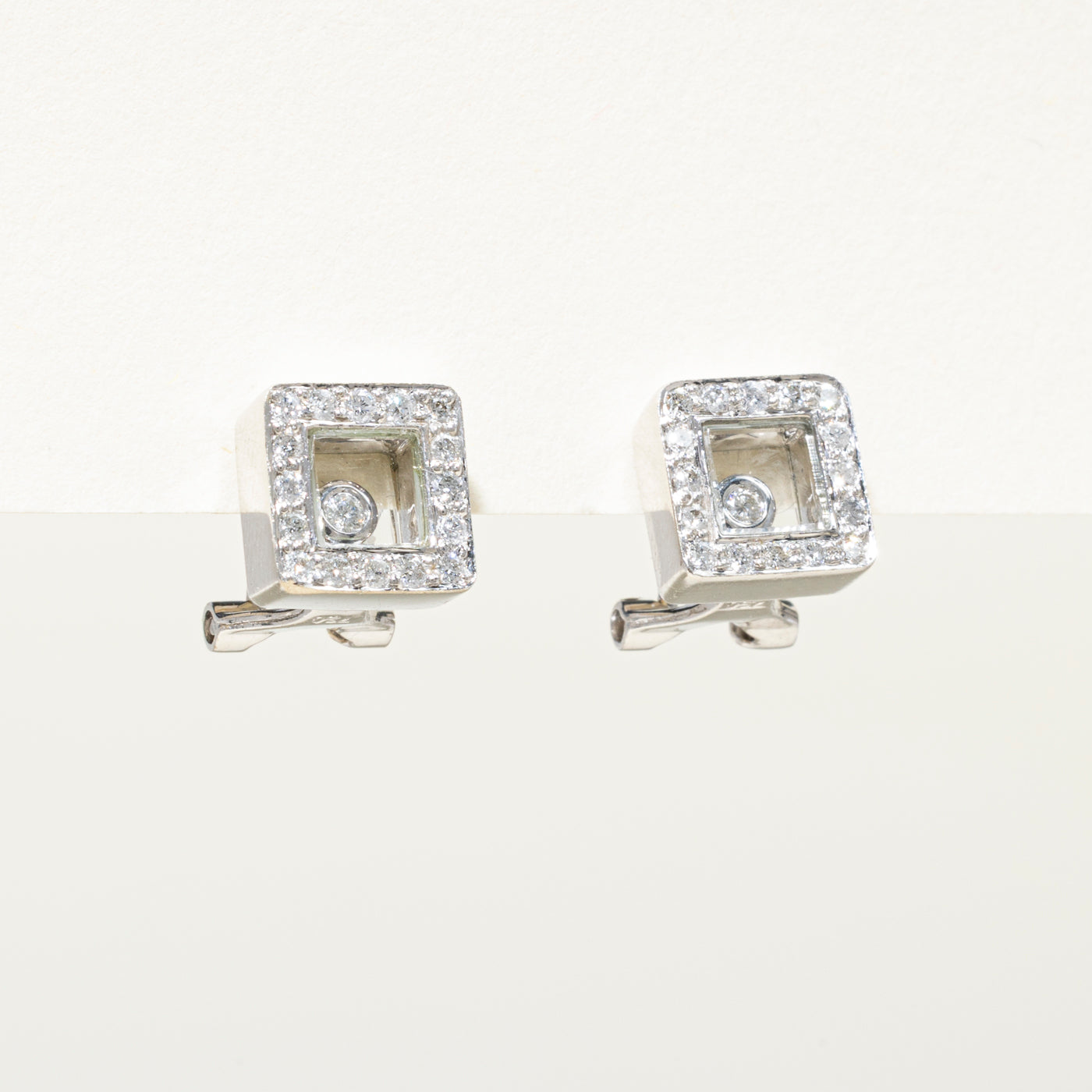 18k Floating Framed Diamond Stud Earrings | 0.36ctw
