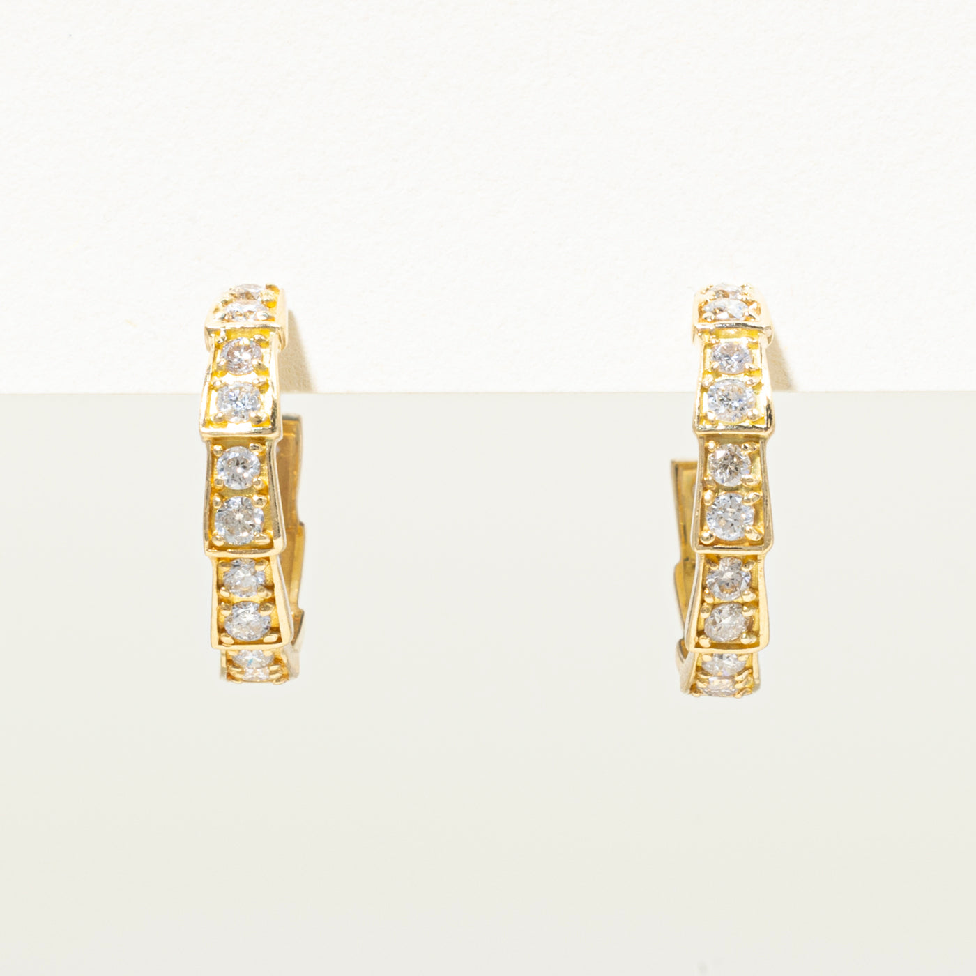 18k Yellow Gold Diamond Hoop Earrings | 0.60ct