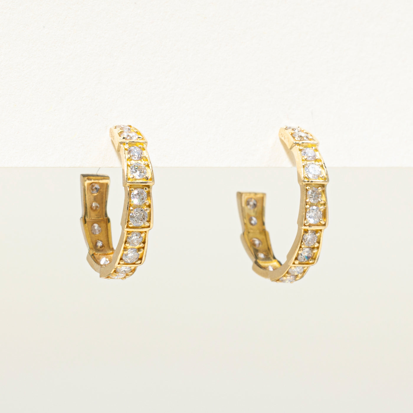 18k Yellow Gold Diamond Hoop Earrings | 0.60ct