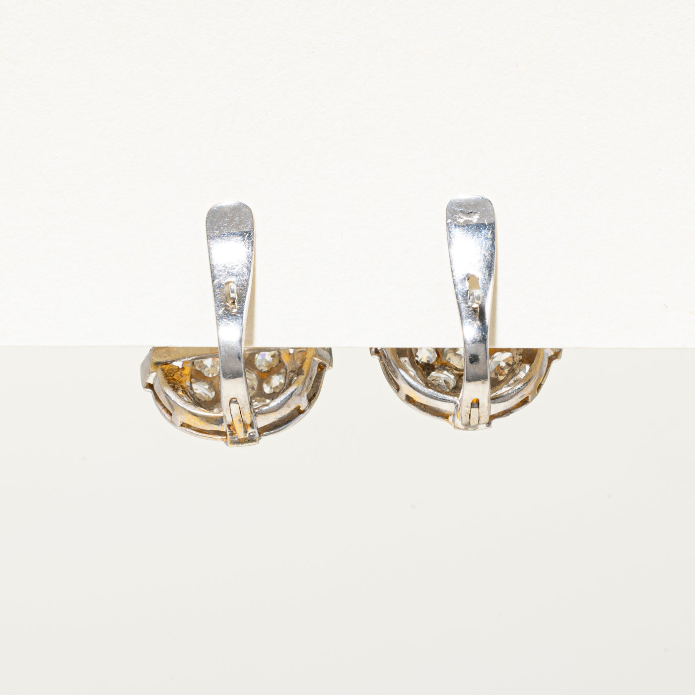 Old European Cut Diamond Cluster Engraved Stud Earrings | 1.96ctw