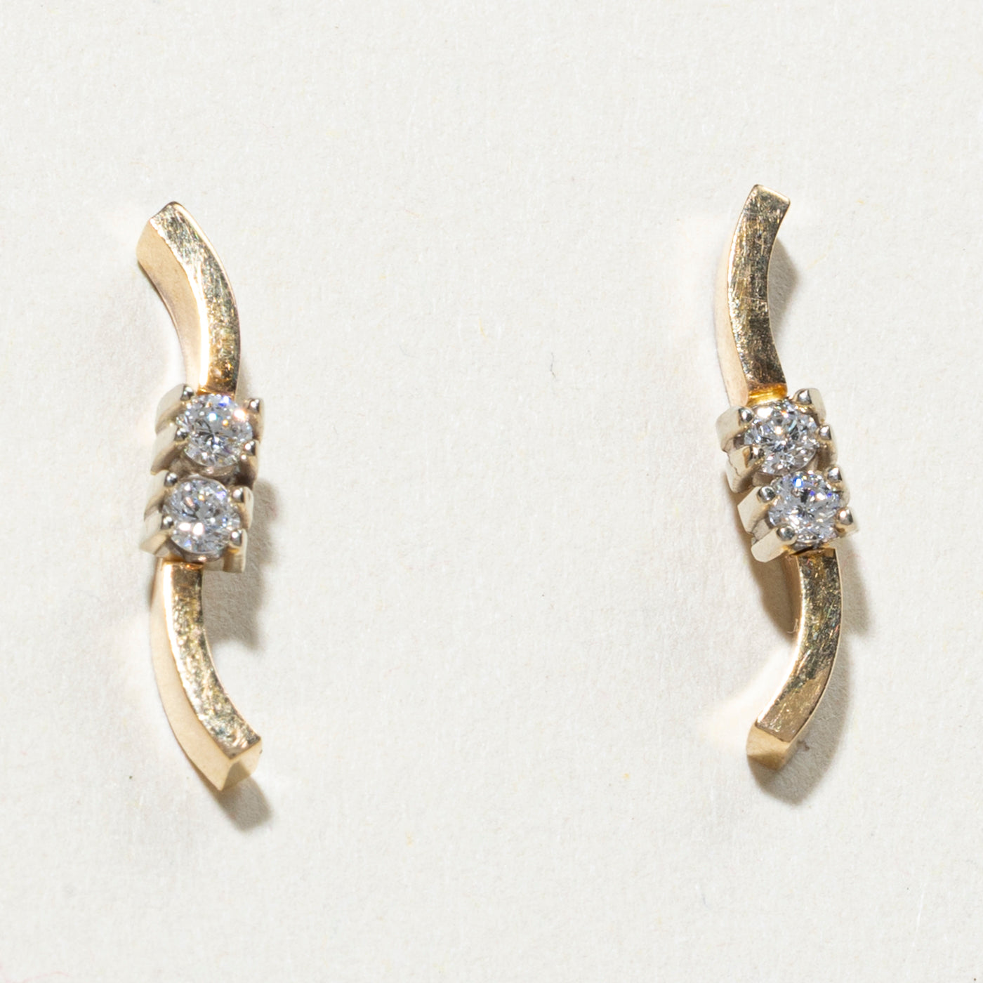 Two Stone Diamond Wavy Drop Earrings | 0.18ct