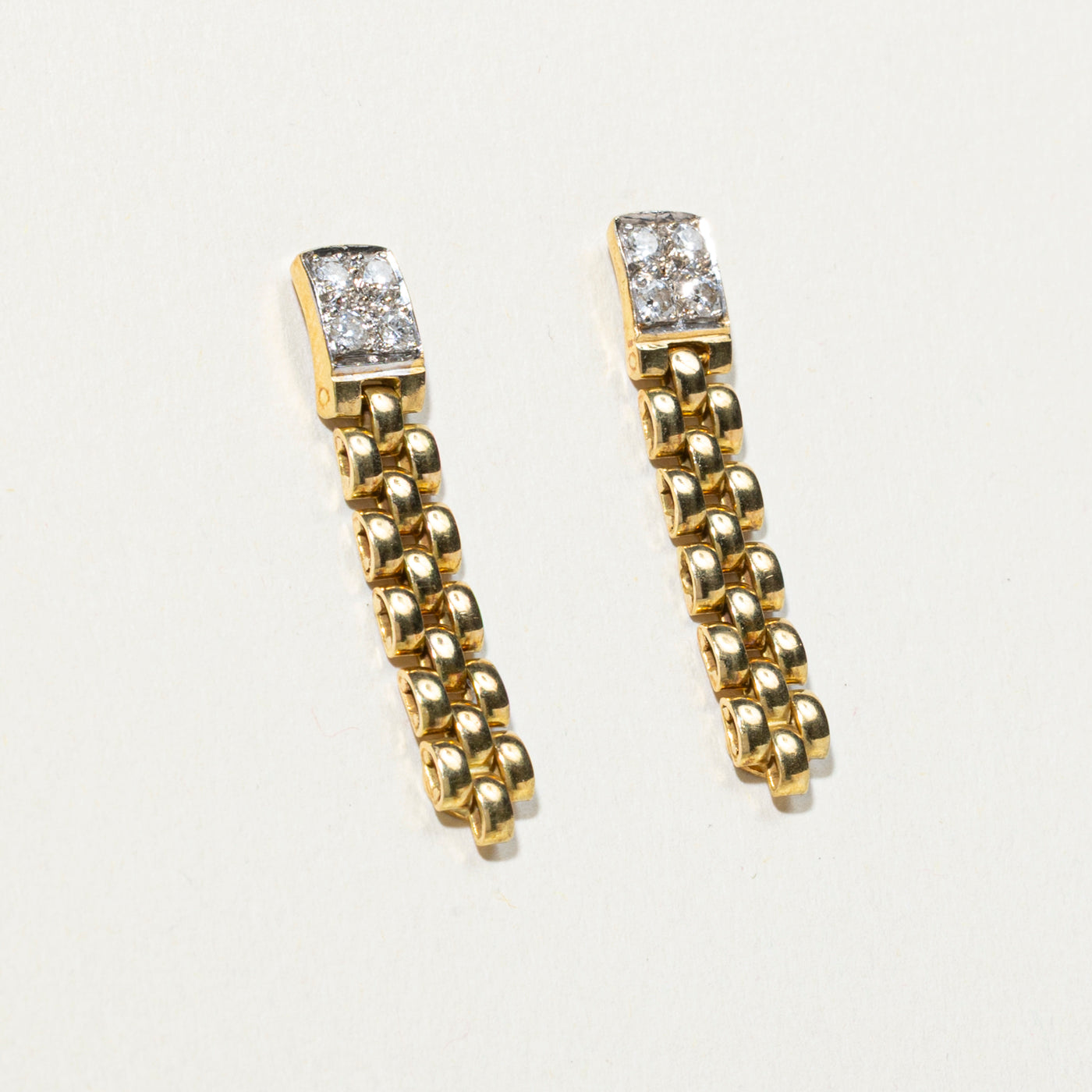 18k Diamond Cluster Panther Chain Drop Earrings | 0.28ctw