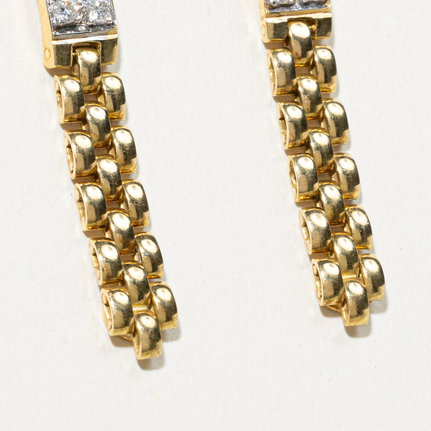 18k Diamond Cluster Panther Chain Drop Earrings | 0.28ctw