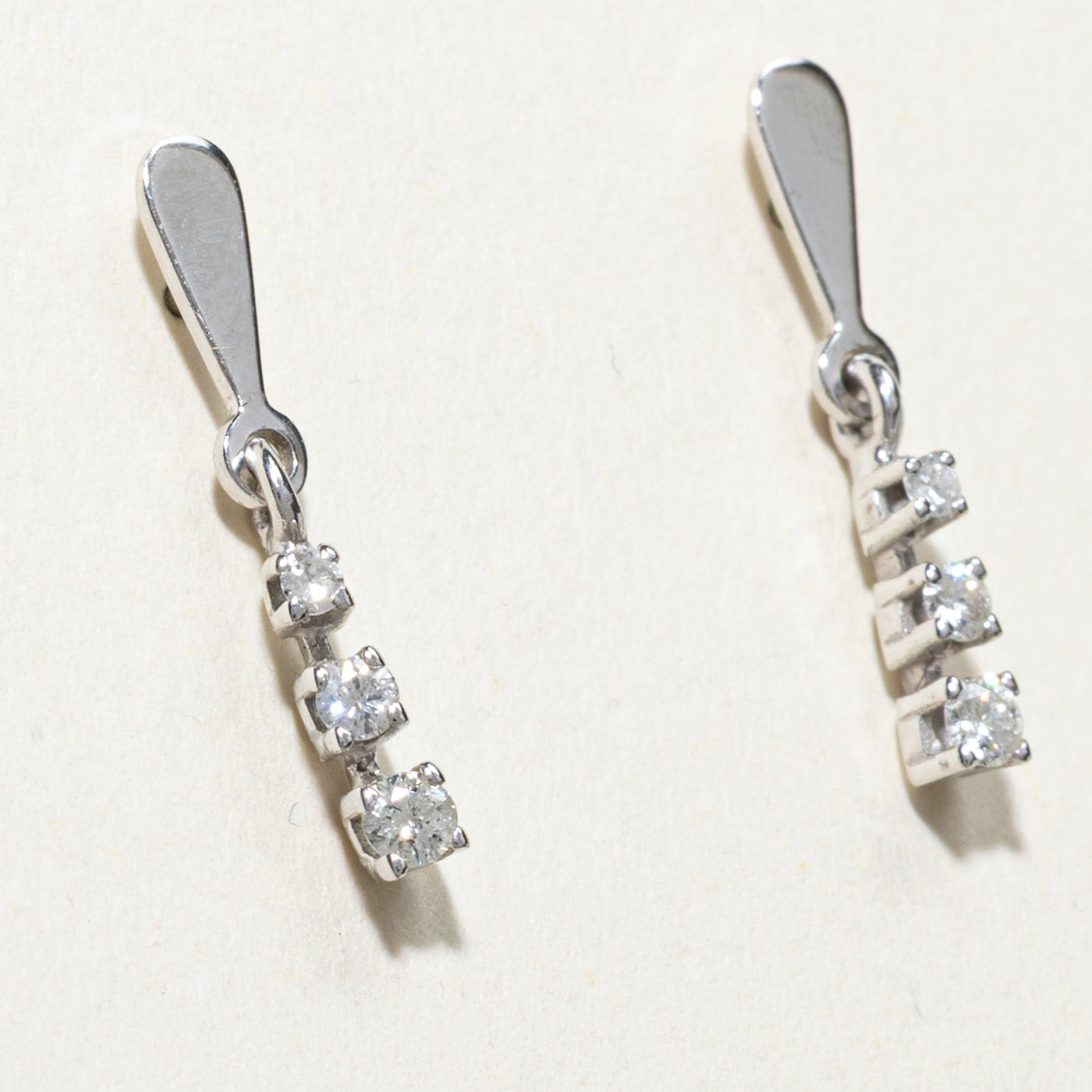 Three Stone Diamond Drop Earrings | 0.18ct
