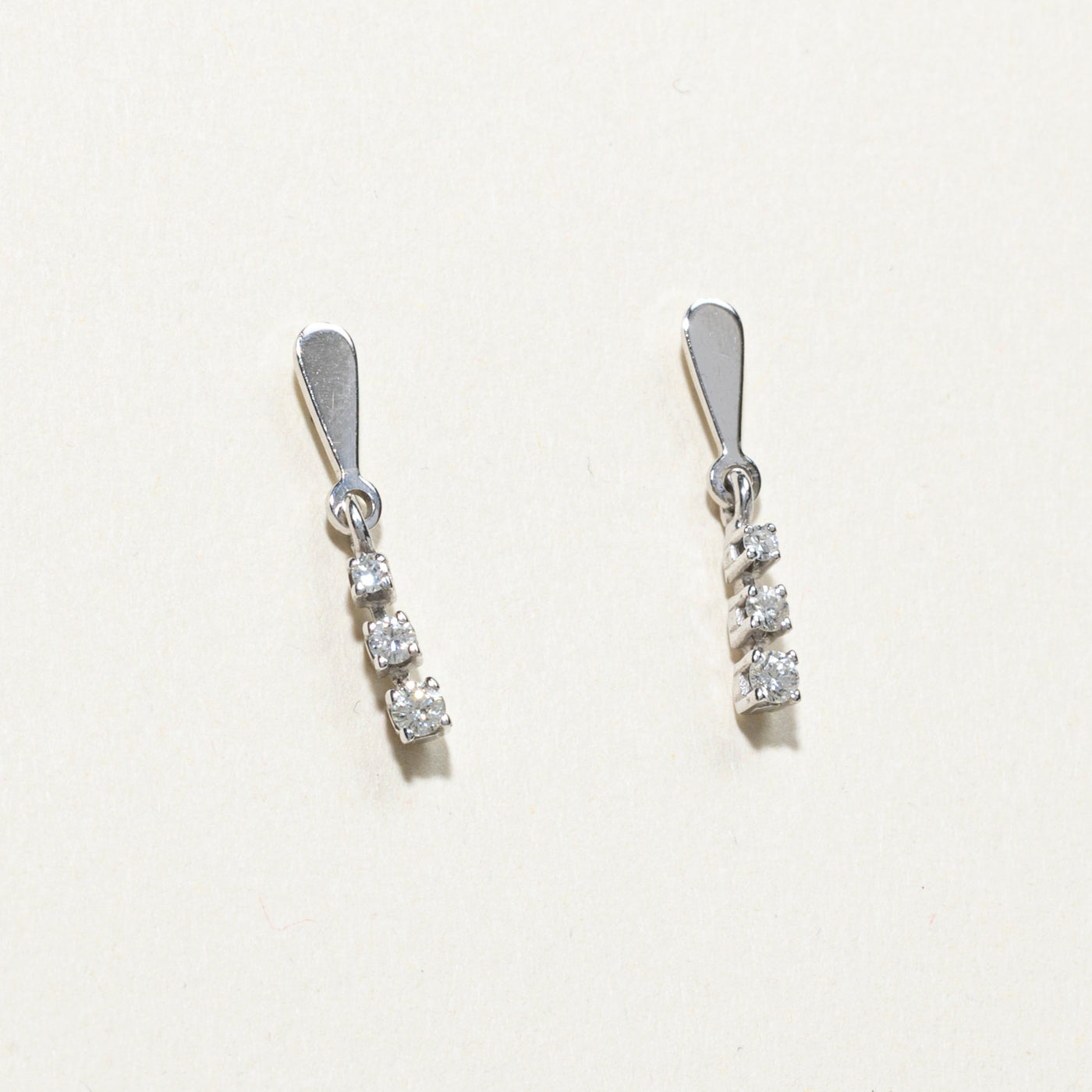 Three Stone Diamond Drop Earrings | 0.18ct