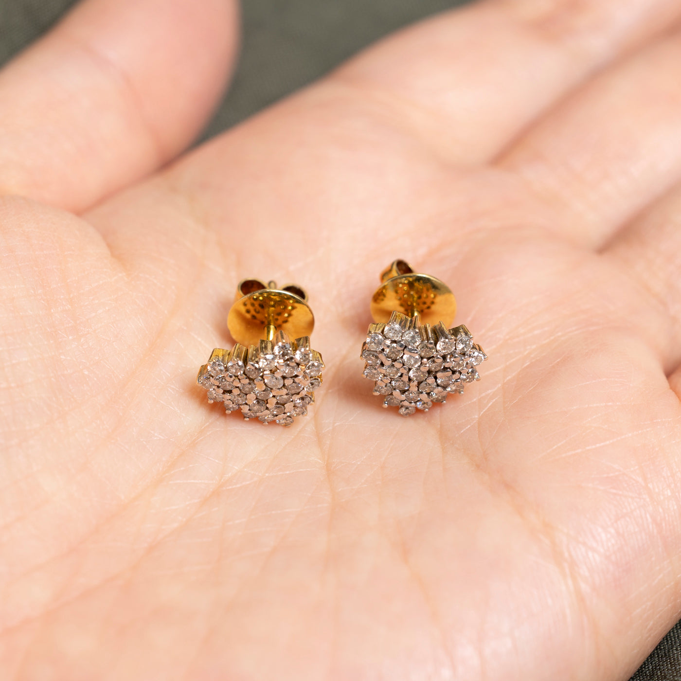 Diamond Heart Cluster Stud Earrings | 0.93ctw