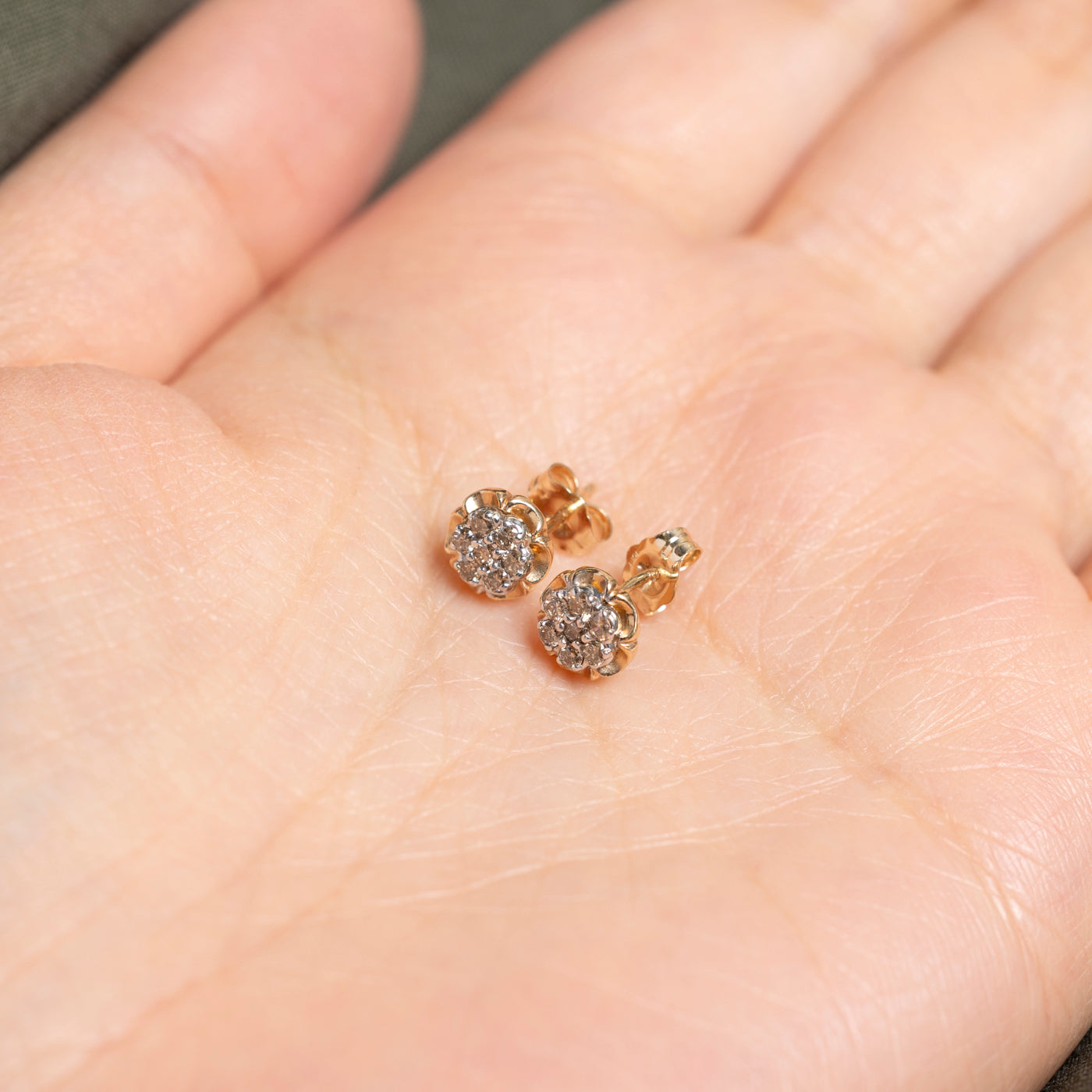 Brown Diamond Cluster Stud Earrings | 0.25ctw