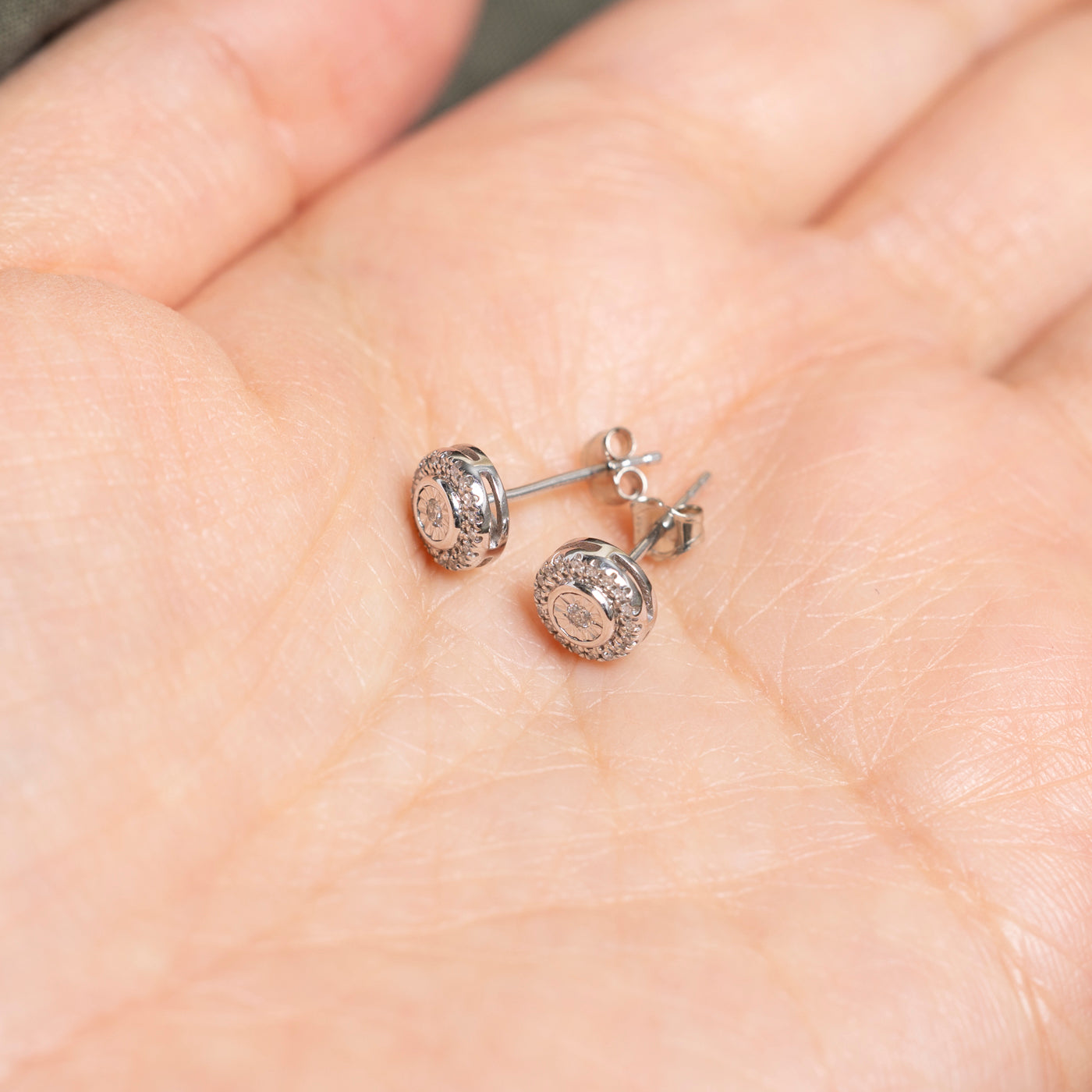 Illusion Set Diamond Halo Stud Earrings | 0.12ct