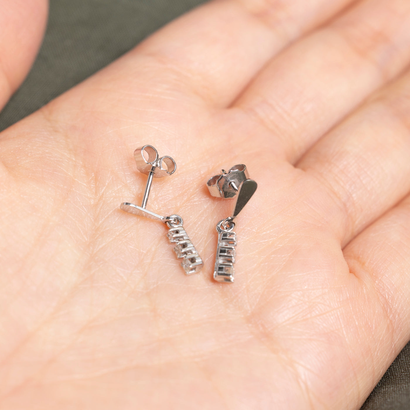 Three Stone Diamond Drop Earrings | 0.18ct