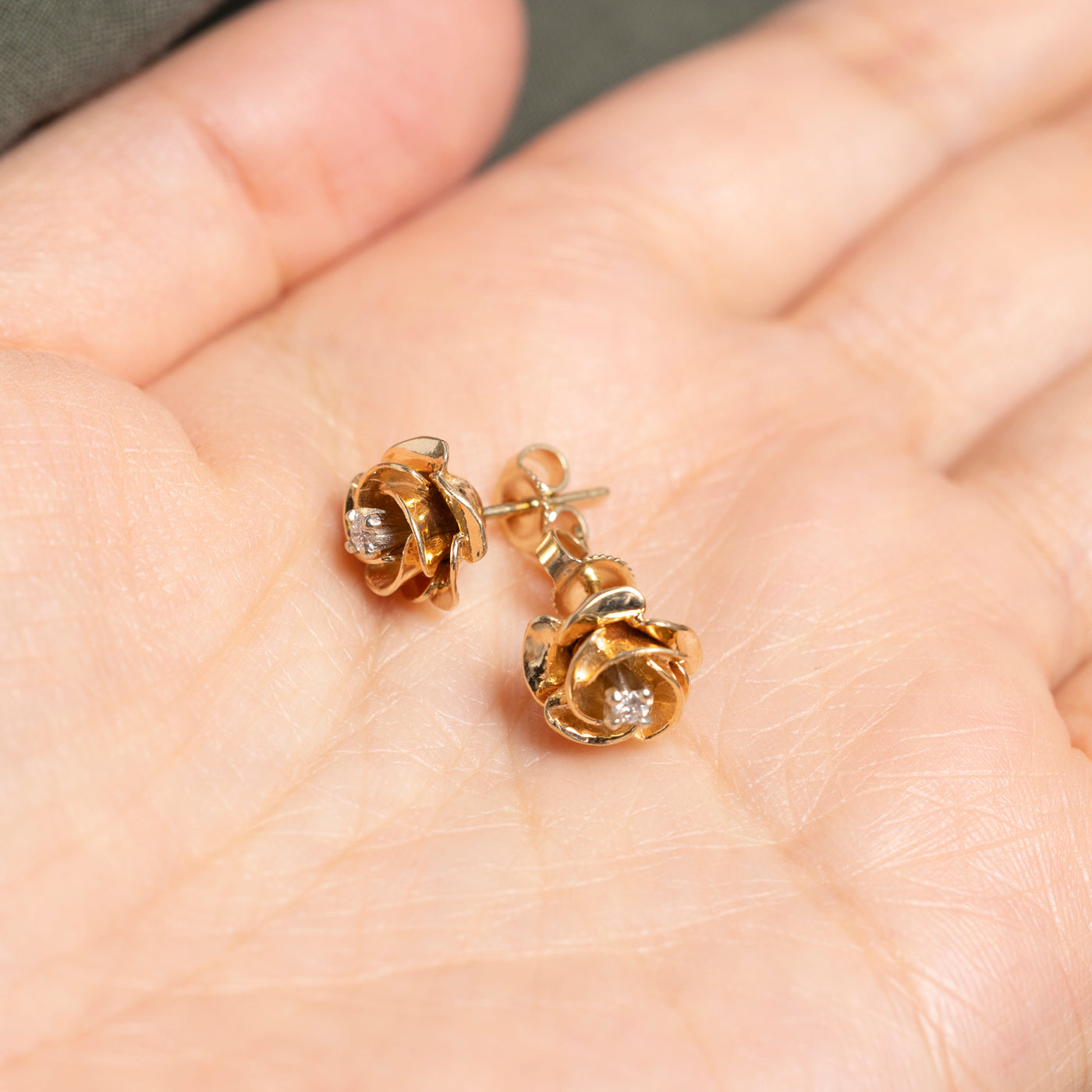 Diamond Flower Stud Earrings | 0.06ct