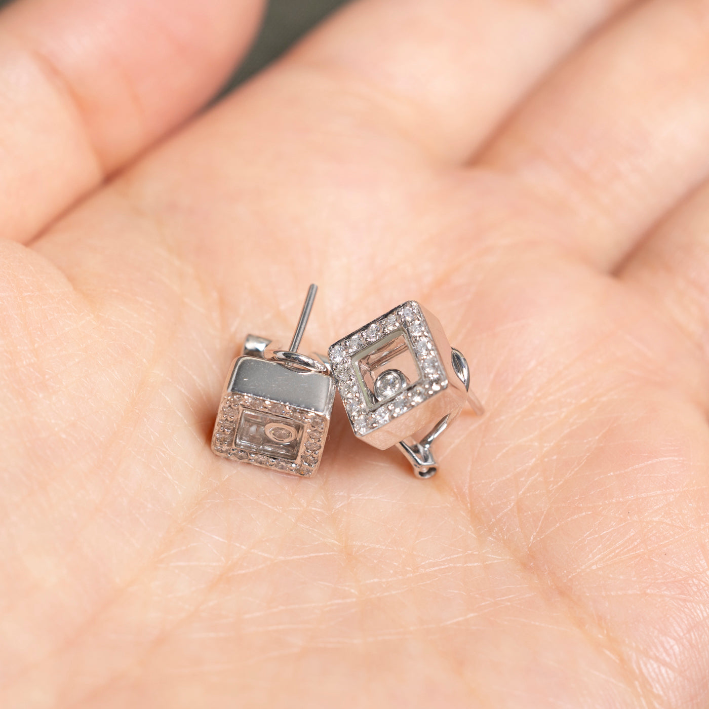 18k Floating Framed Diamond Stud Earrings | 0.36ctw