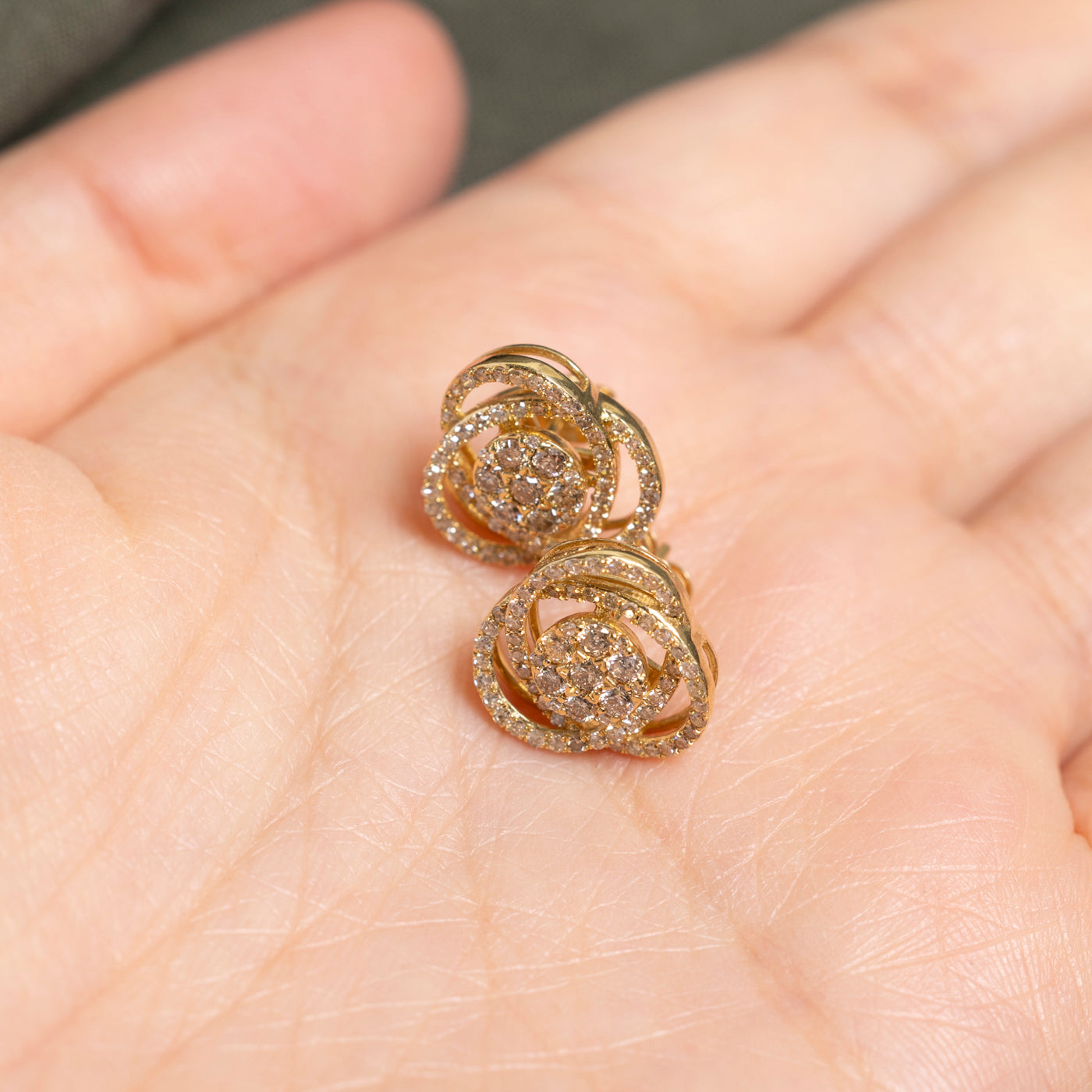 18k Diamond Spiral Cluster Stud Earrings | 1.00ctw