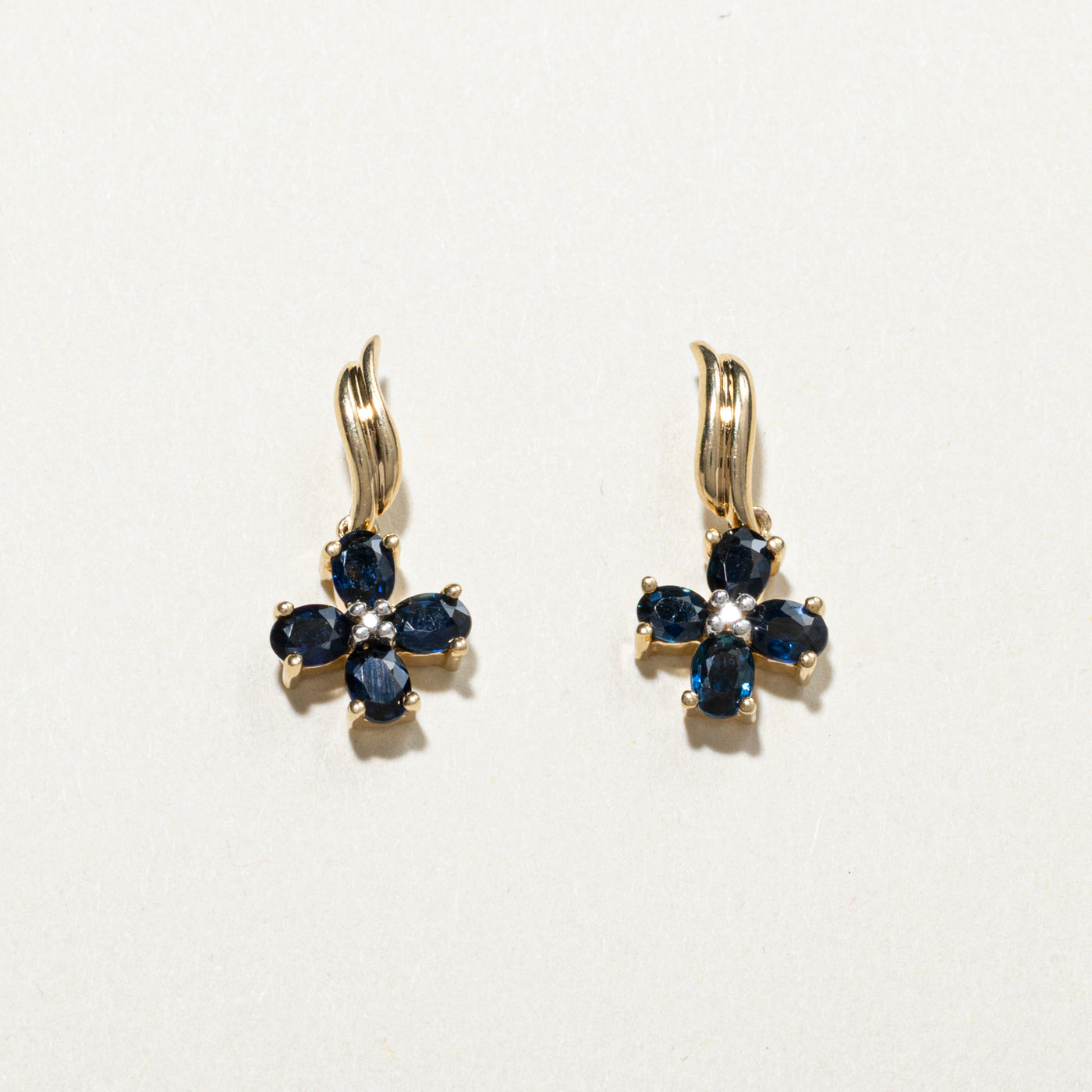 Sapphire & Diamond Floral Drop Earrings | 1.60ctw, 0.01ct
