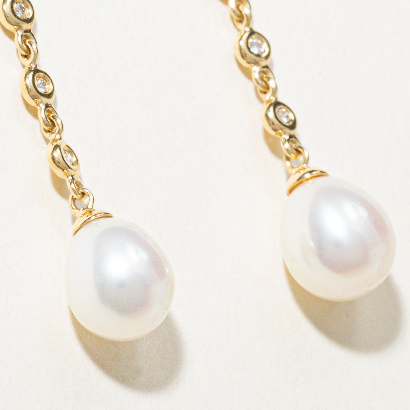 18k Pearl & Diamond Drop Earrings | 0.08ct