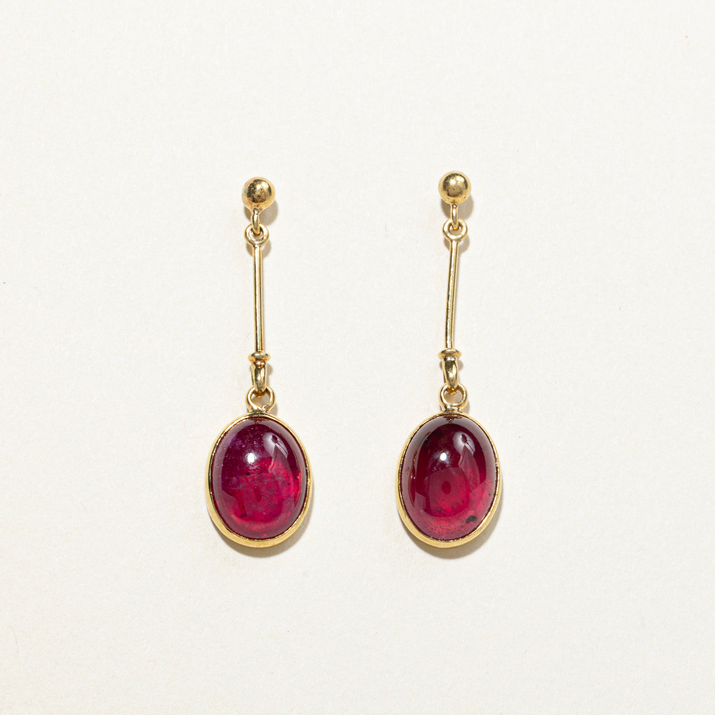 18k Oval Cut Glass Filled Ruby Drop Earrings | 9.6ctw