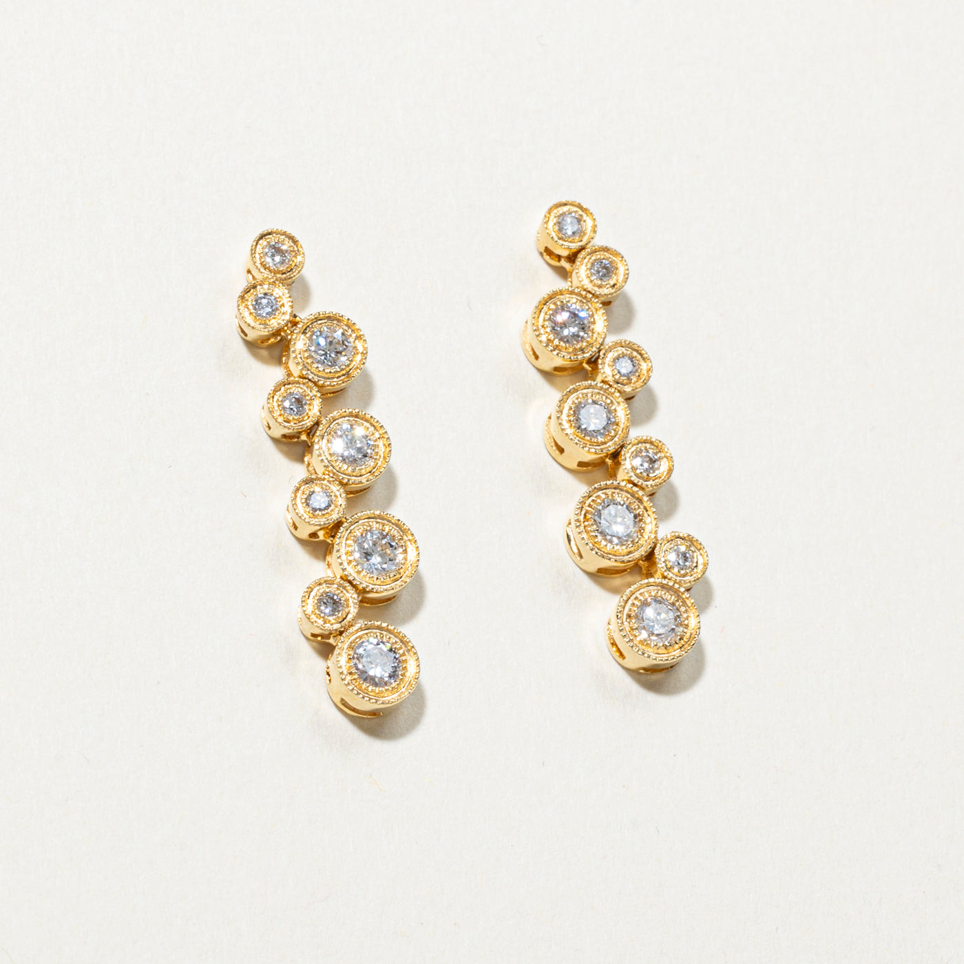 18k Yellow Gold Diamond Drop Earrings | 1.00ctw