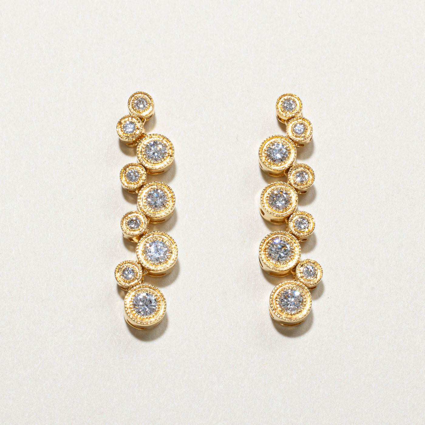 18k Yellow Gold Diamond Drop Earrings | 1.00ctw