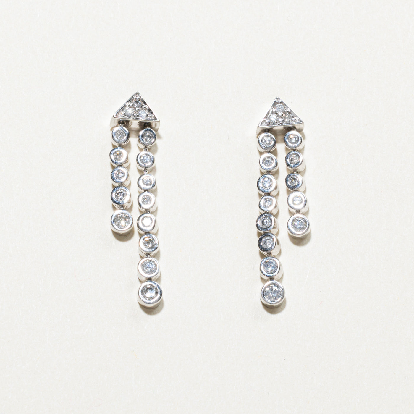 Bezel Set Diamond Dangling Drop Earrings | 0.42ctw