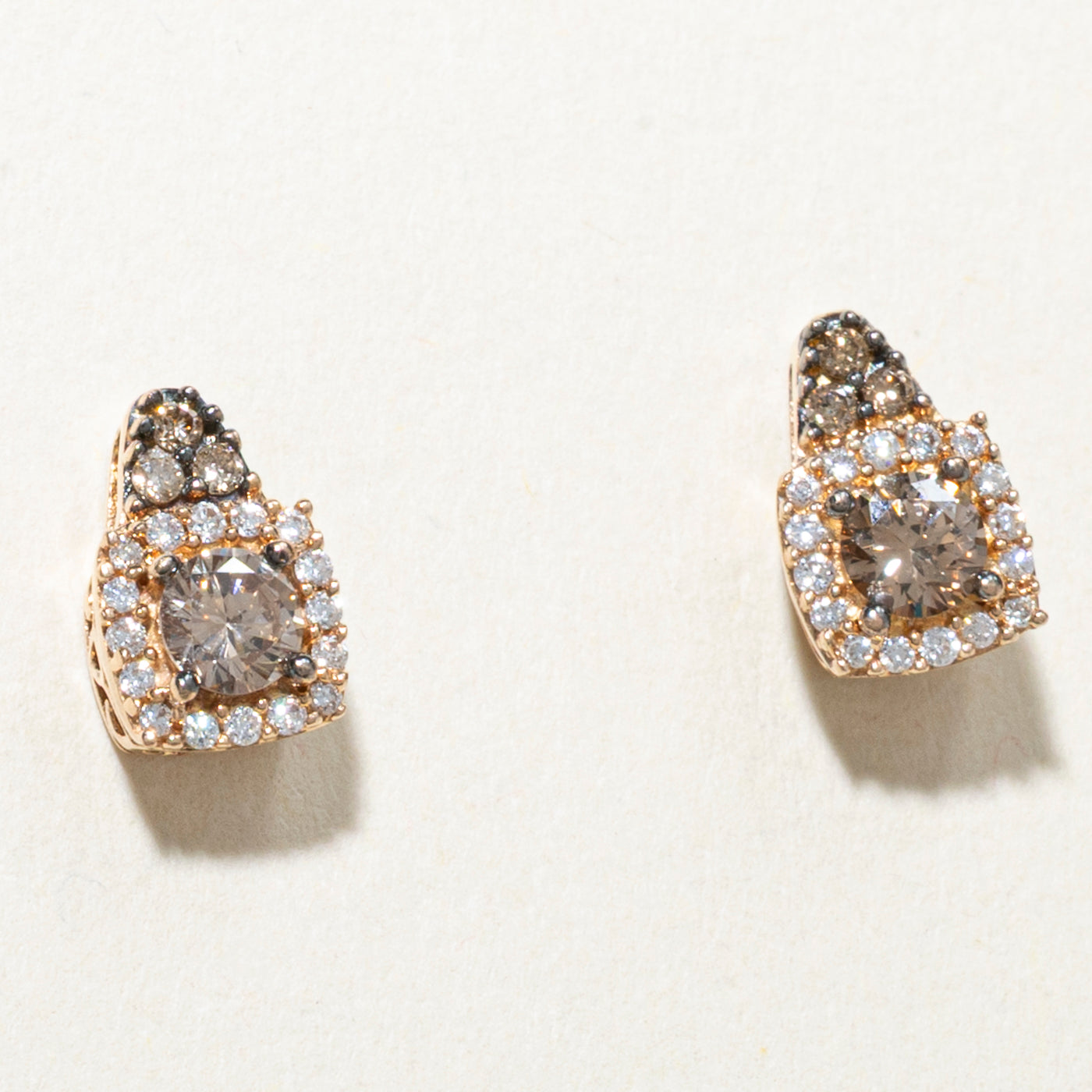 Yellow Gold Brown Diamond Stud Earrings | 0.50ctw
