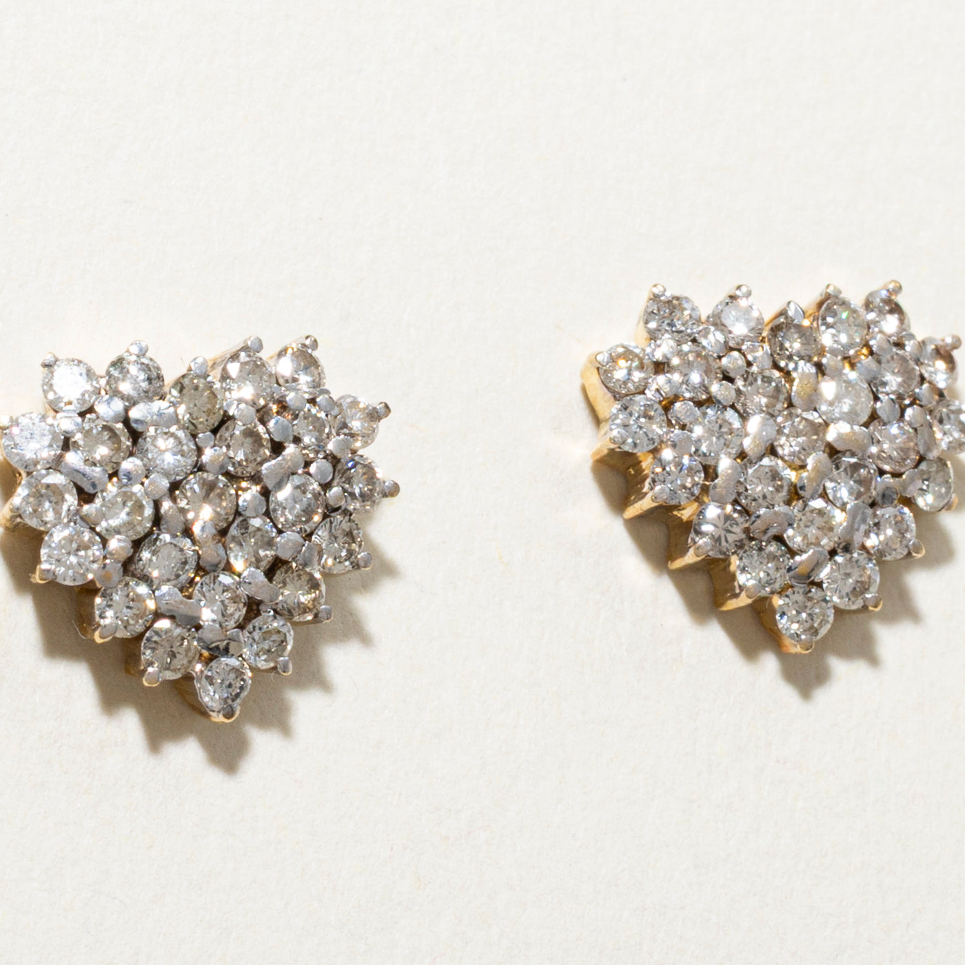 Diamond Heart Cluster Stud Earrings | 0.93ctw