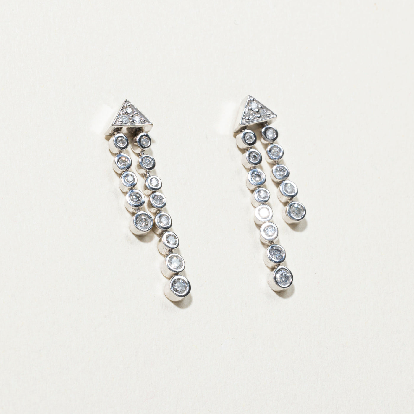 Bezel Set Diamond Dangling Drop Earrings | 0.42ctw