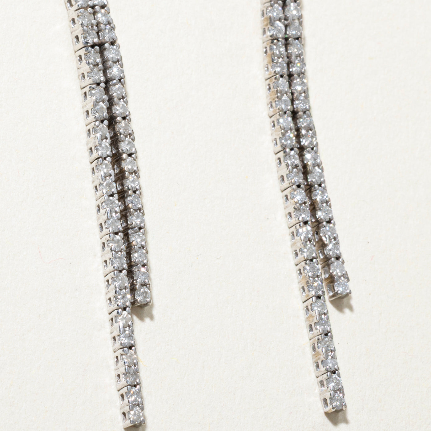 18k White Gold Diamond Column Drop Earrings | 0.92ctw