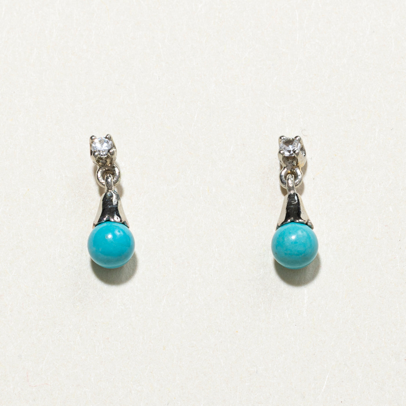Turquoise & Diamond Drop Earrings | 0.70ct, 0.06ct